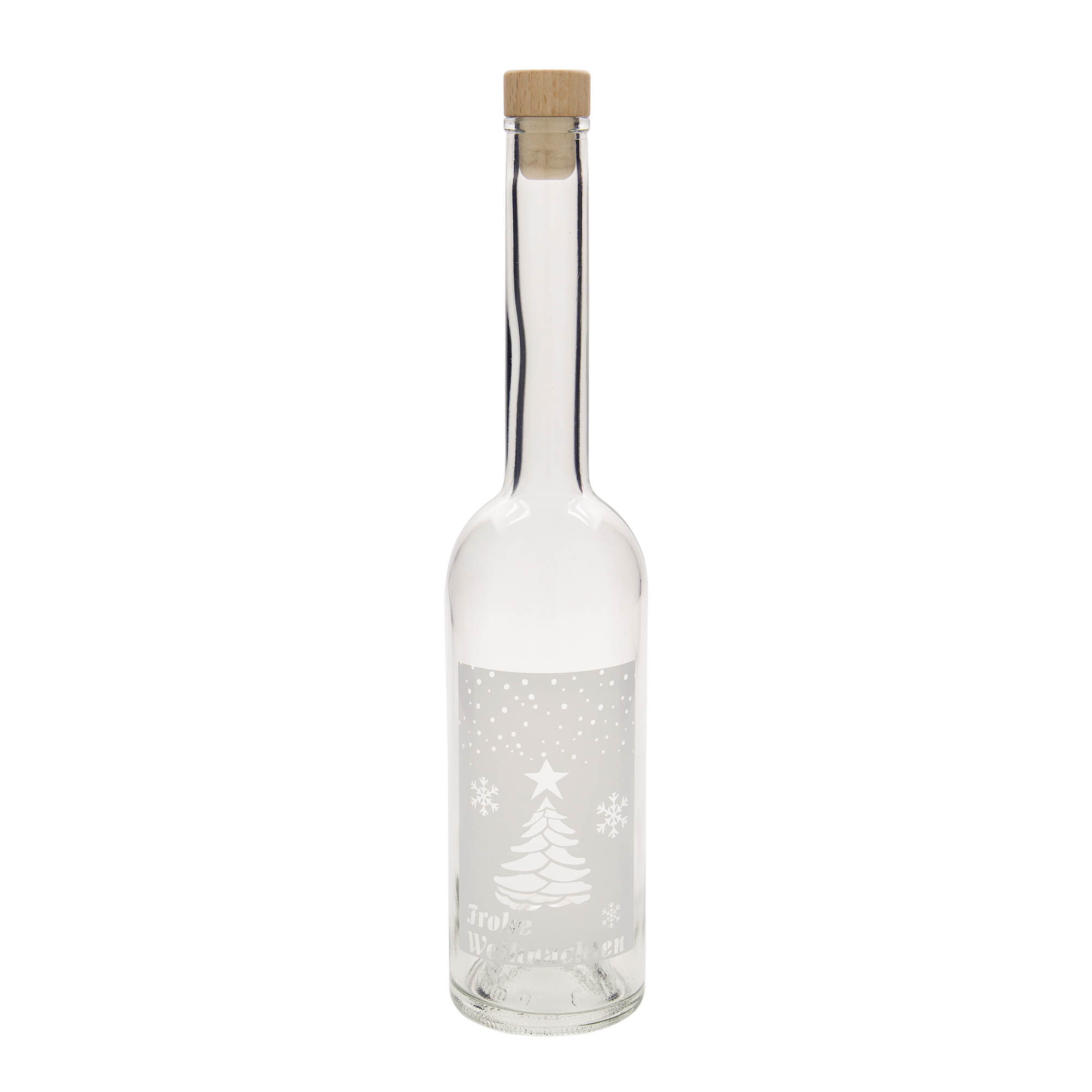 500 ml glasflaske 'Opera', motiv: Hvide jul, åbning: kork 500 ml glasflaske 'Opera', motiv: Hvide jul, åbning: kork