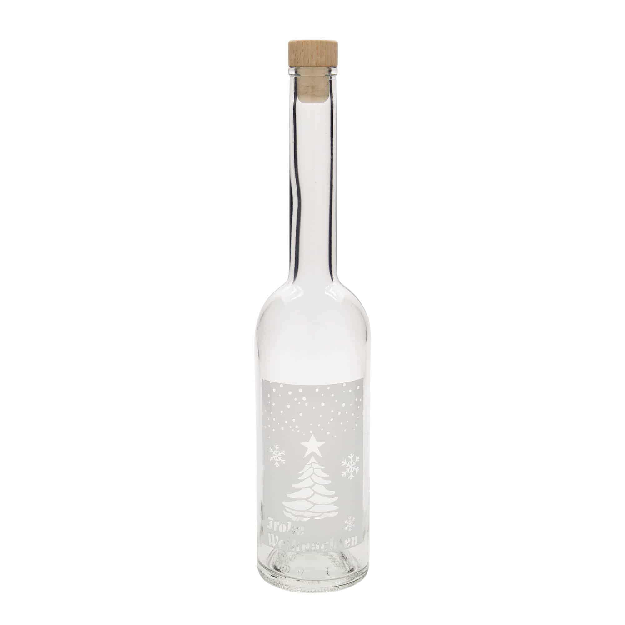 500 ml glasflaske 'Opera', motiv: Hvide jul, åbning: kork