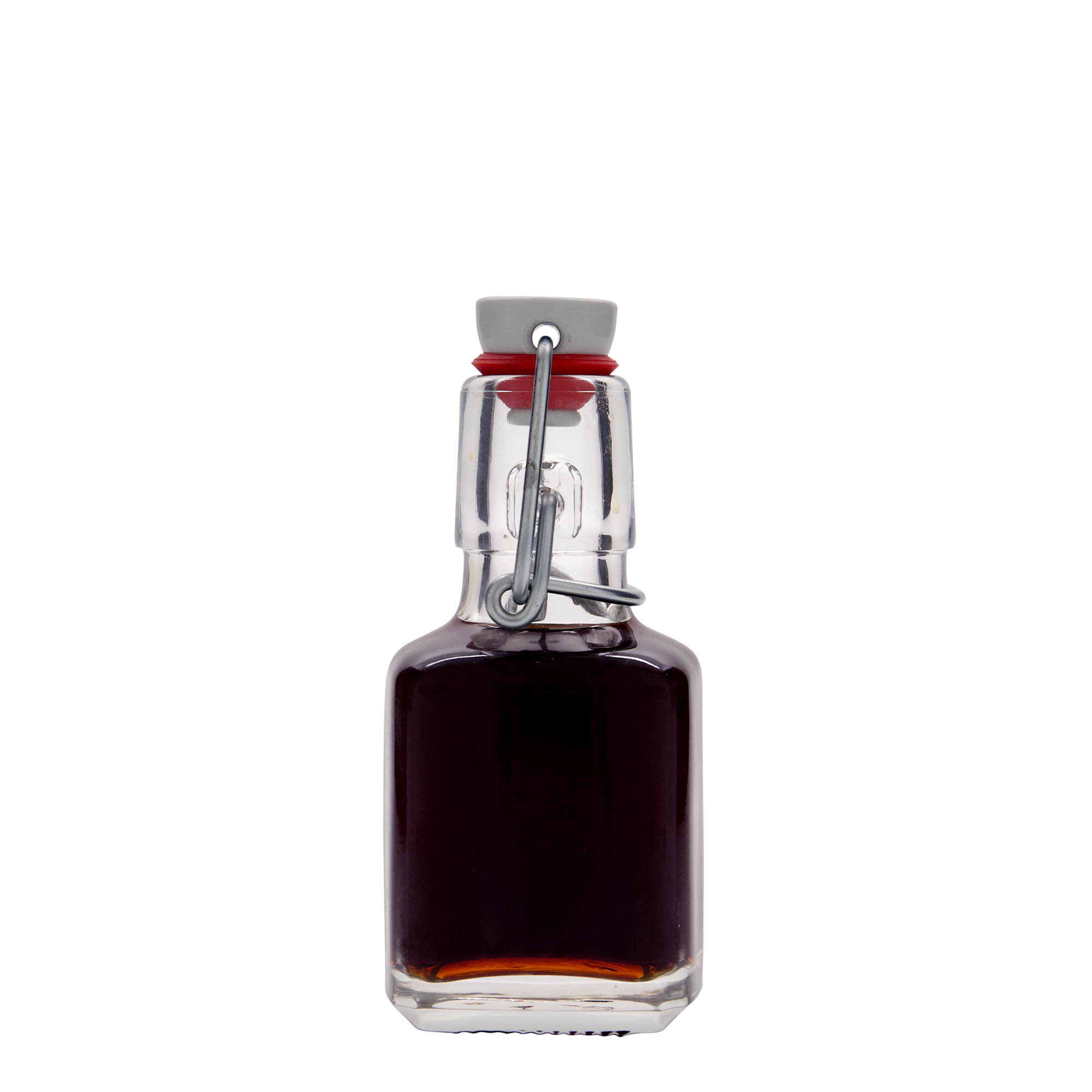 100 ml glasflaske 'Kubica', firkantet, åbning: patentprop