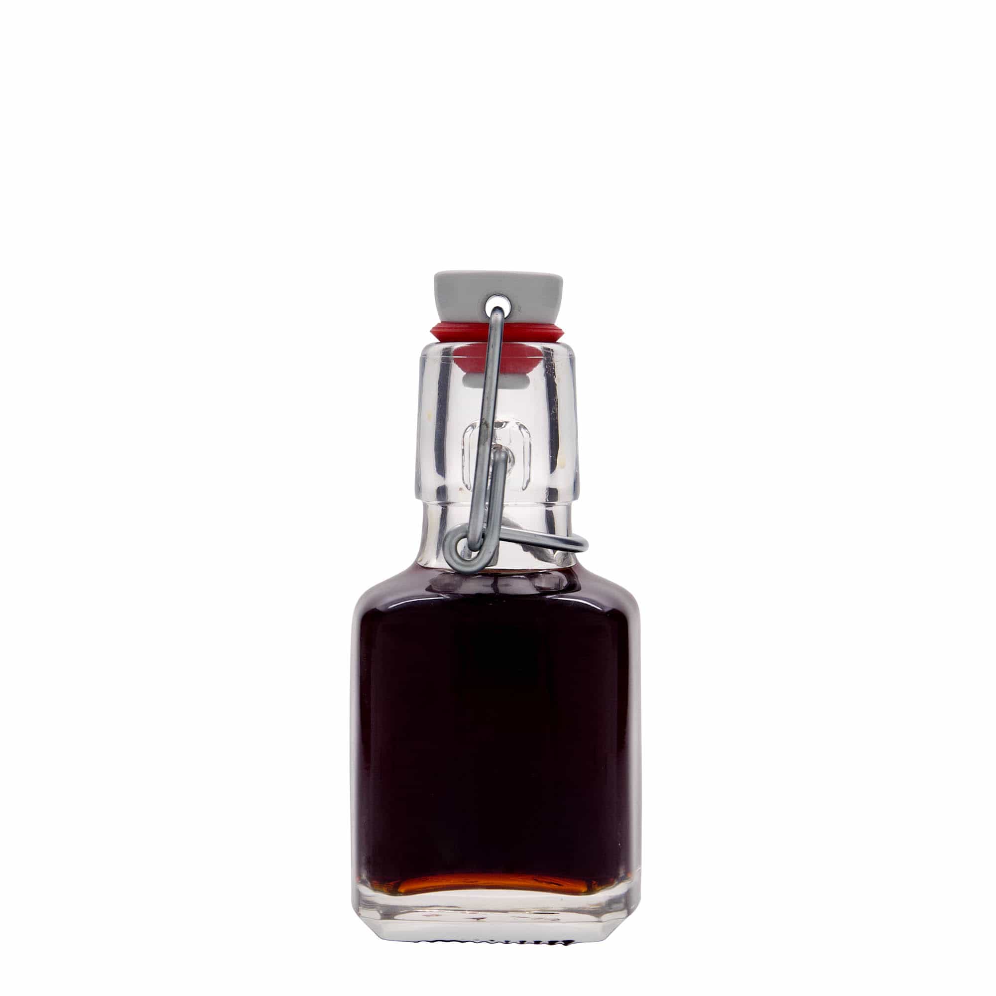 100 ml glasflaske 'Kubica', firkantet, åbning: patentprop
