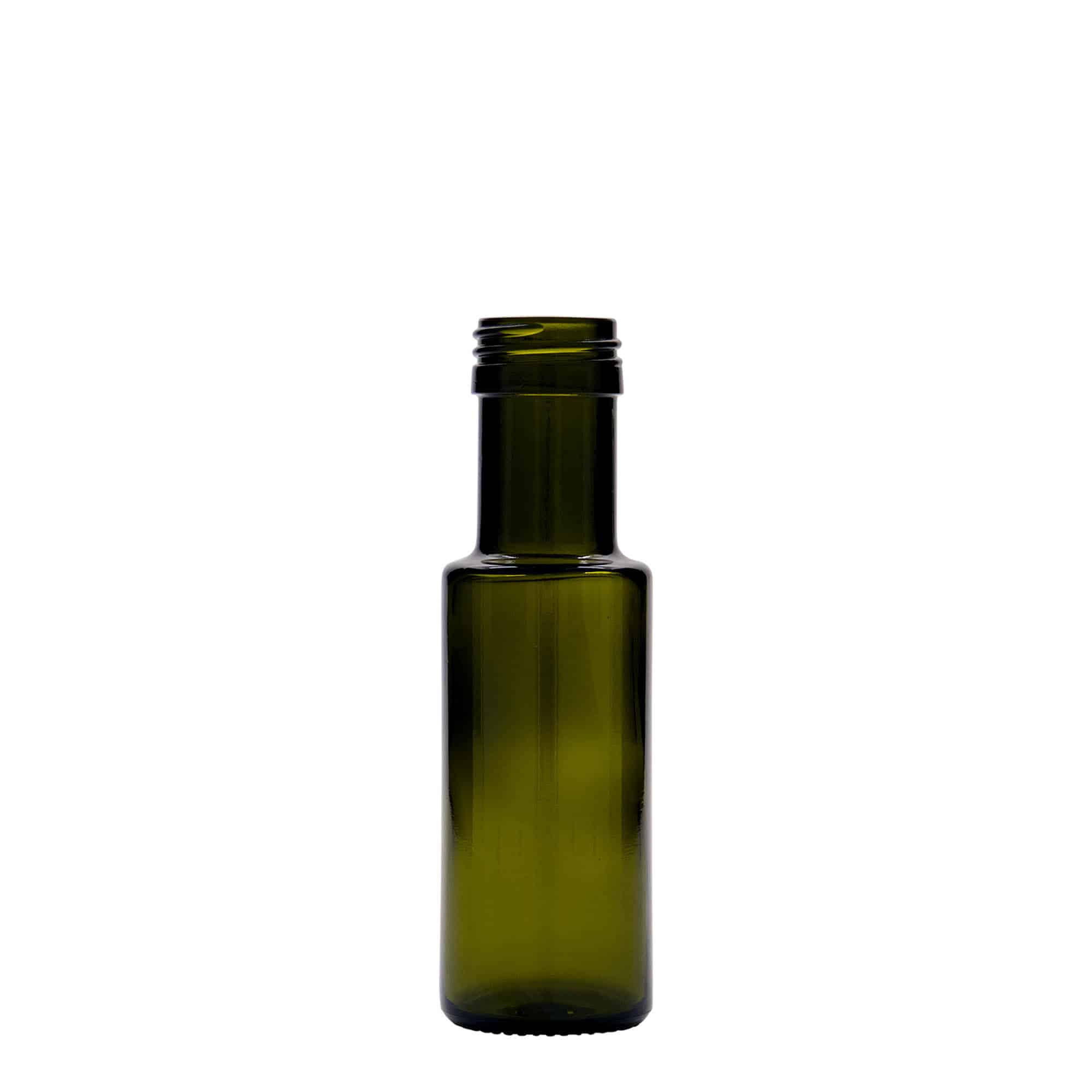 100 ml glasflaske 'Dorica', antikgrøn, åbning: PP 31,5 100 ml glasflaske 'Dorica', antikgrøn, åbning: PP 31,5