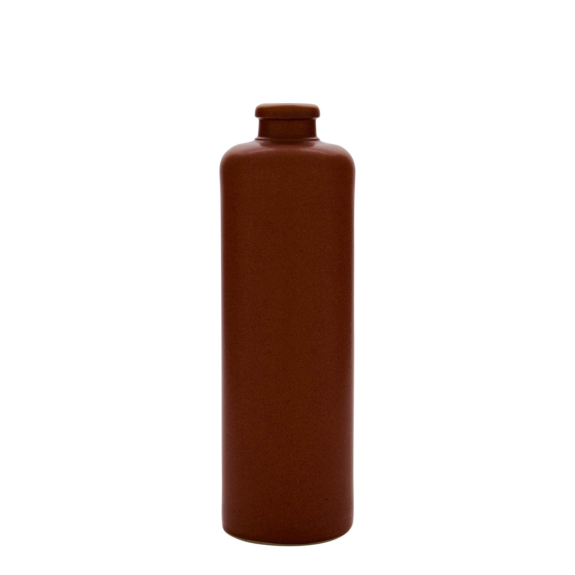 500 ml tonkrukke, stentøj, rødbrun, munding: kork