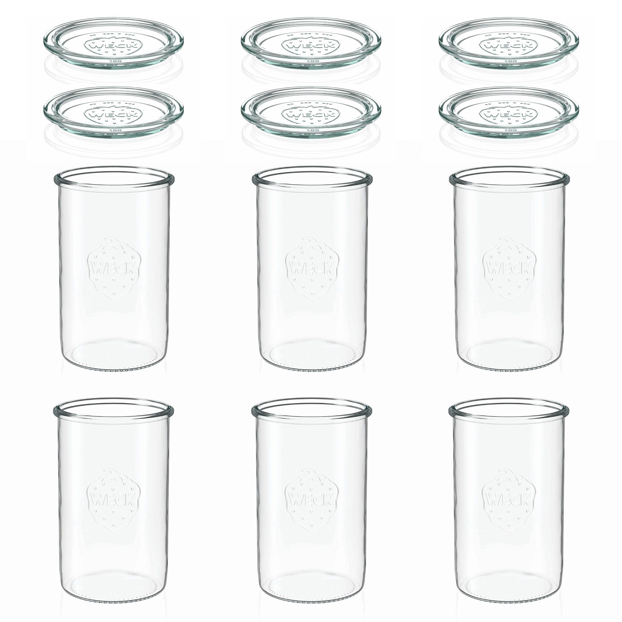 6x 1000 ml WECK-sturzgas med glaslåg RR 100