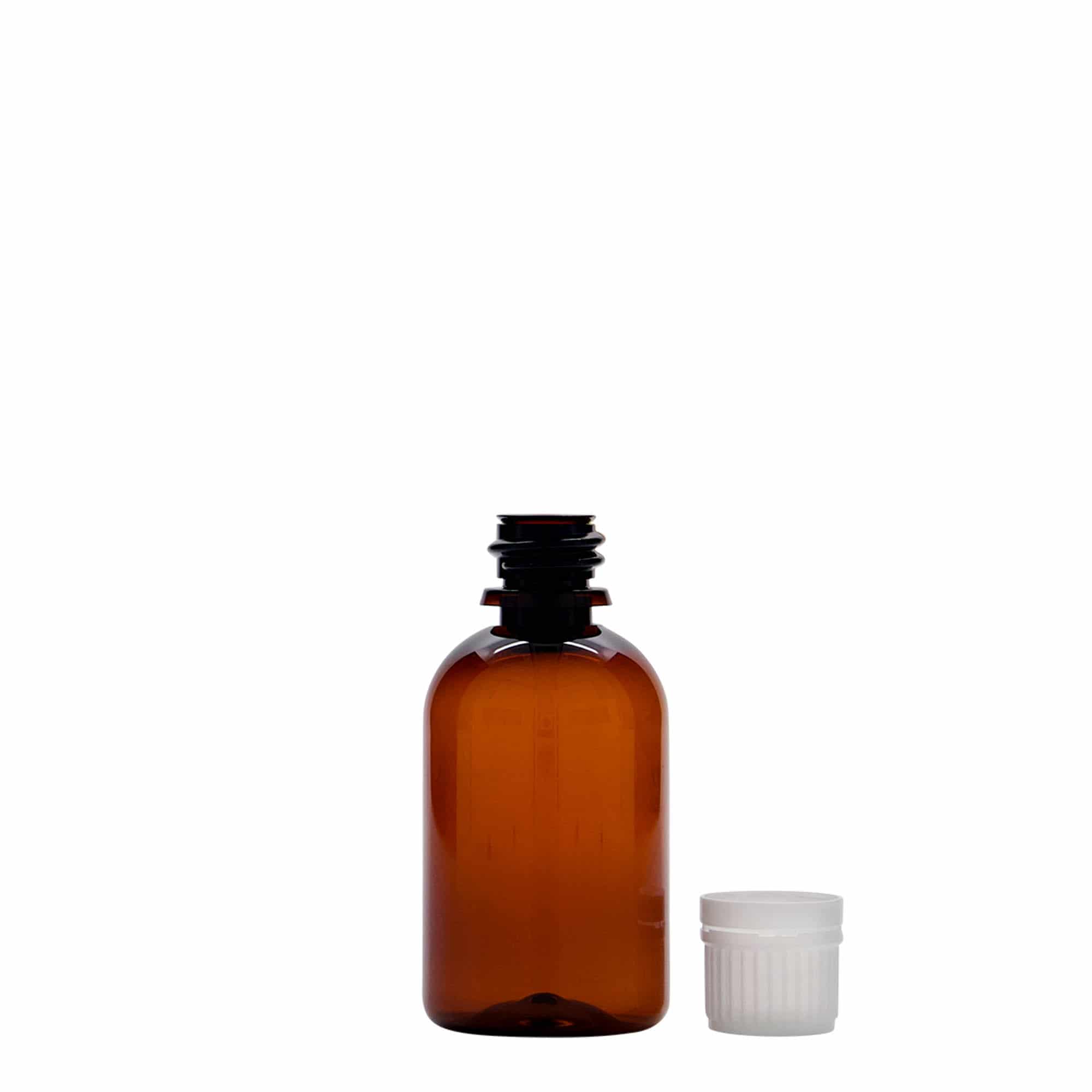 50 ml PET-medicinflaske 'Easy Living', brun, plastik, åbning: DIN 18
