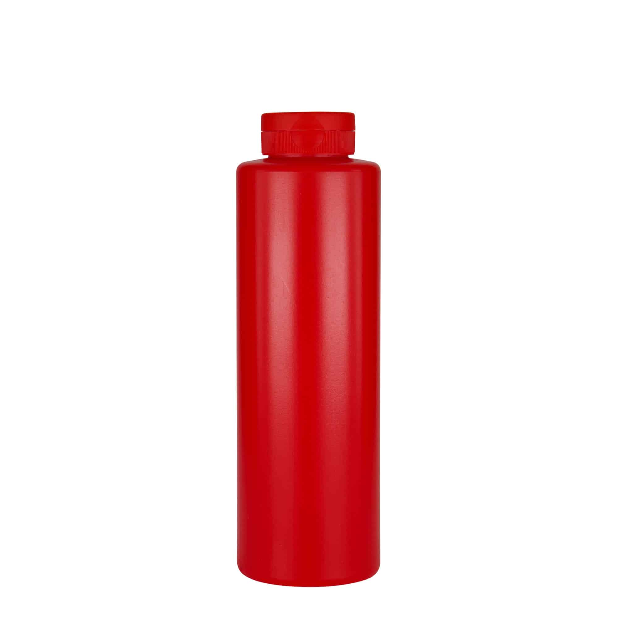 500 ml sovseflaske, LDPE-plast, rød, åbning: GPI 38/400