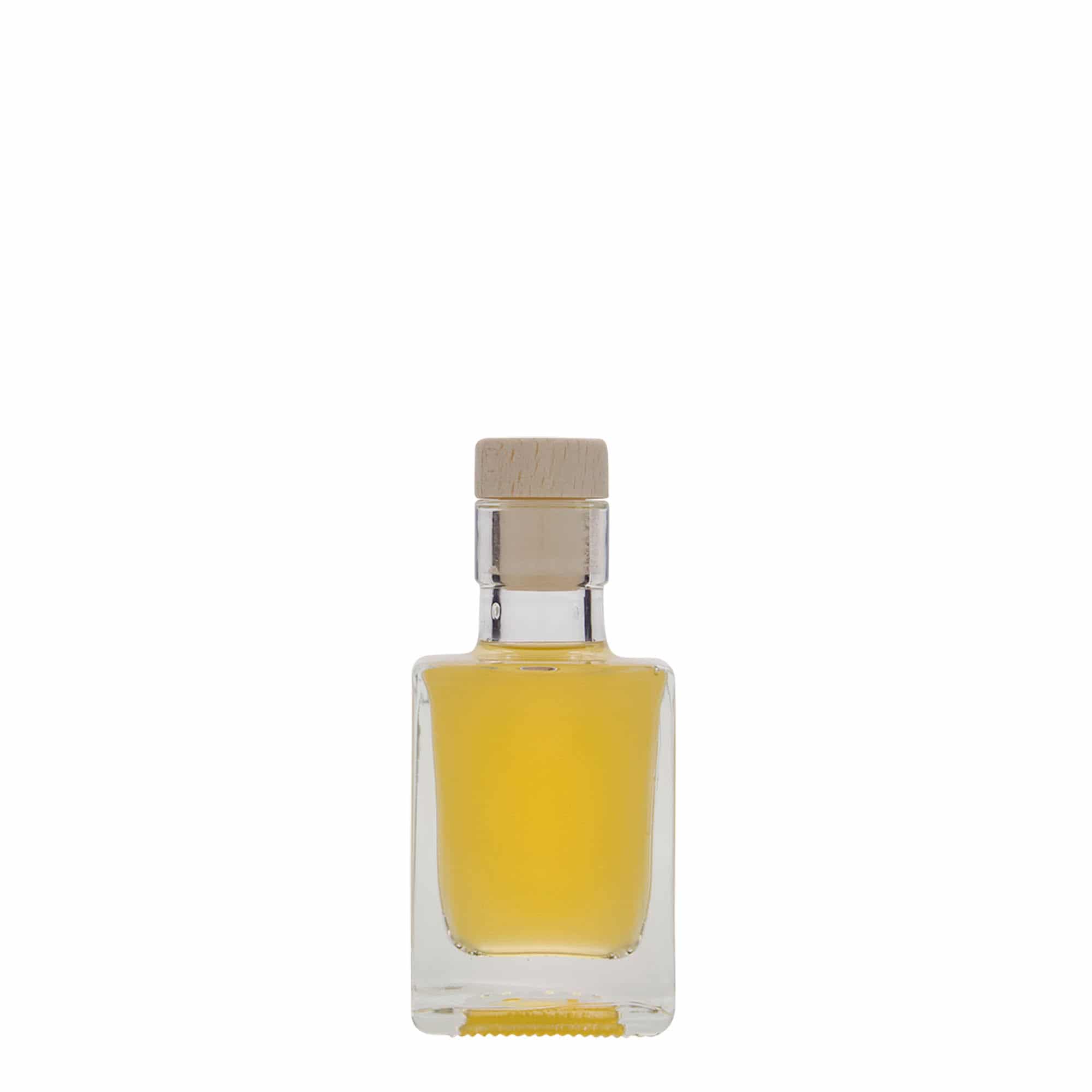 50 ml glasflaske 'Cube', firkantet, munding: kork