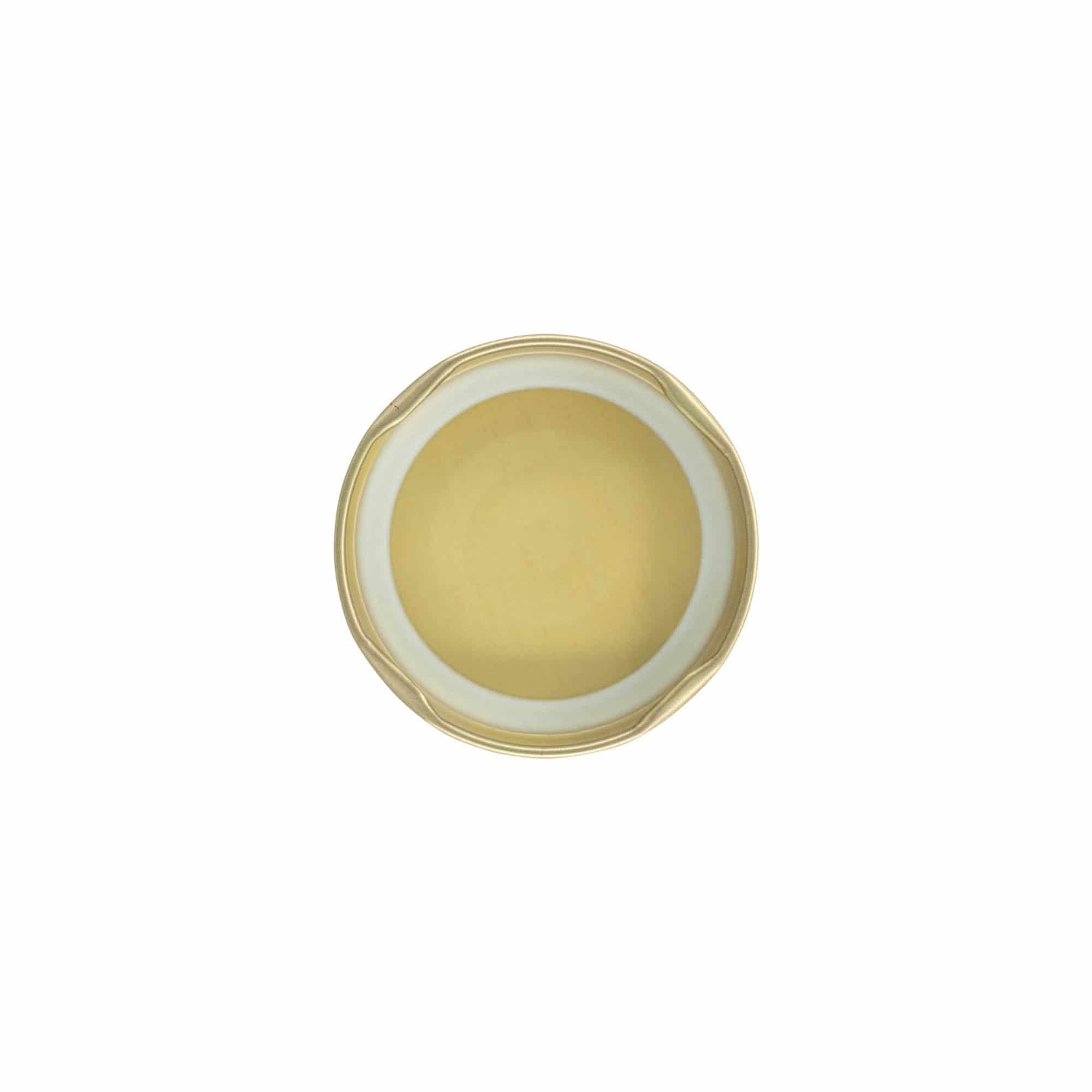 Twist-off låg, hvidblik, guld, til åbning: TO 58 Twist-off låg, hvidblik, guld, til åbning: TO 58