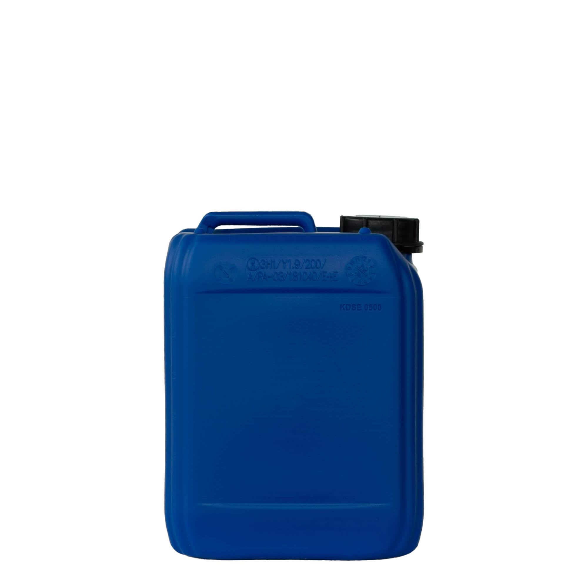 5 l dunk, rektangulær, HDPE-plast, blå, åbning: ND 55 5 l dunk, rektangulær, HDPE-plast, blå, åbning: ND 55