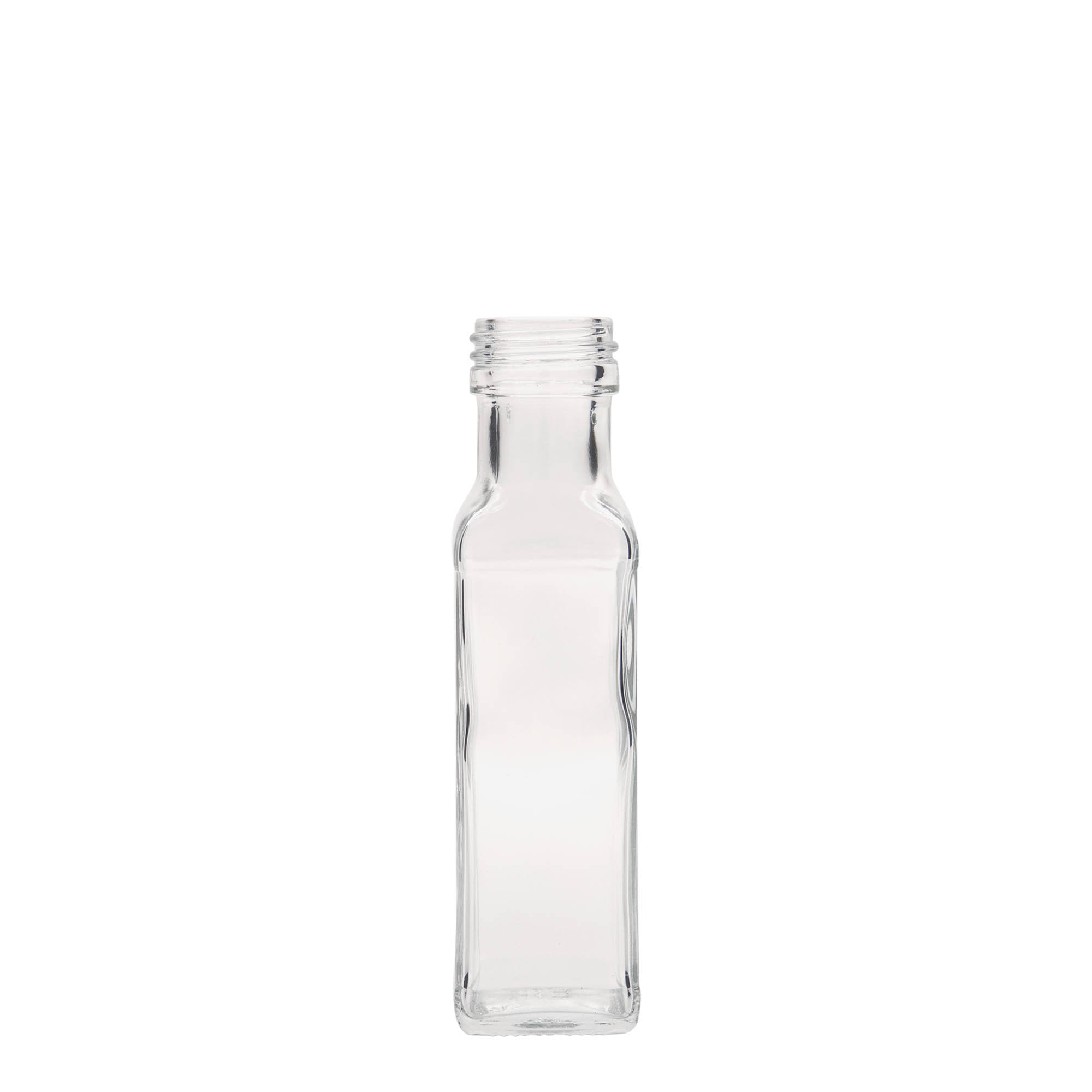 100 ml glasflaske 'Marasca', firkantet, åbning: PP 31,5 100 ml glasflaske 'Marasca', firkantet, åbning: PP 31,5