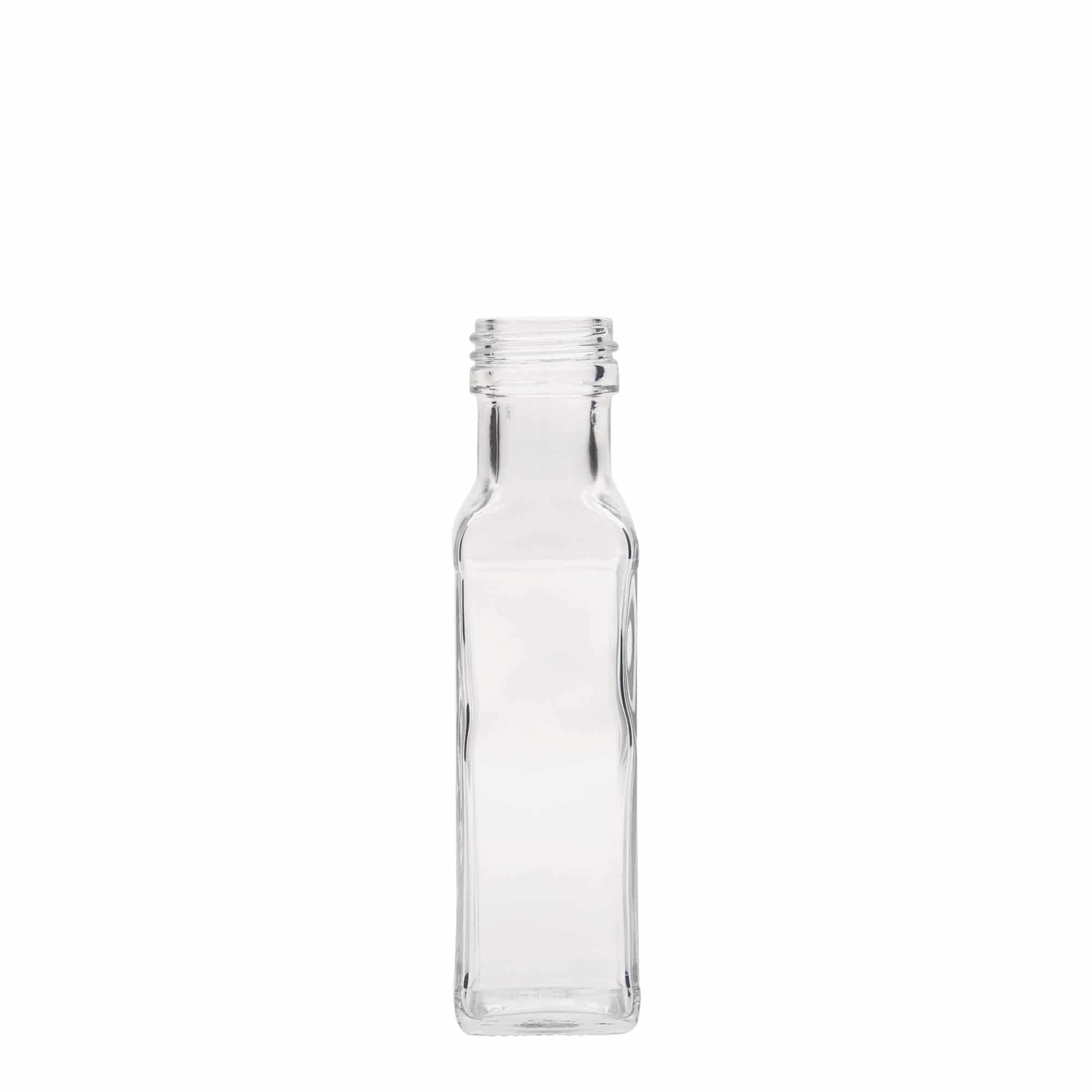 100 ml glasflaske 'Marasca', firkantet, åbning: PP 31,5