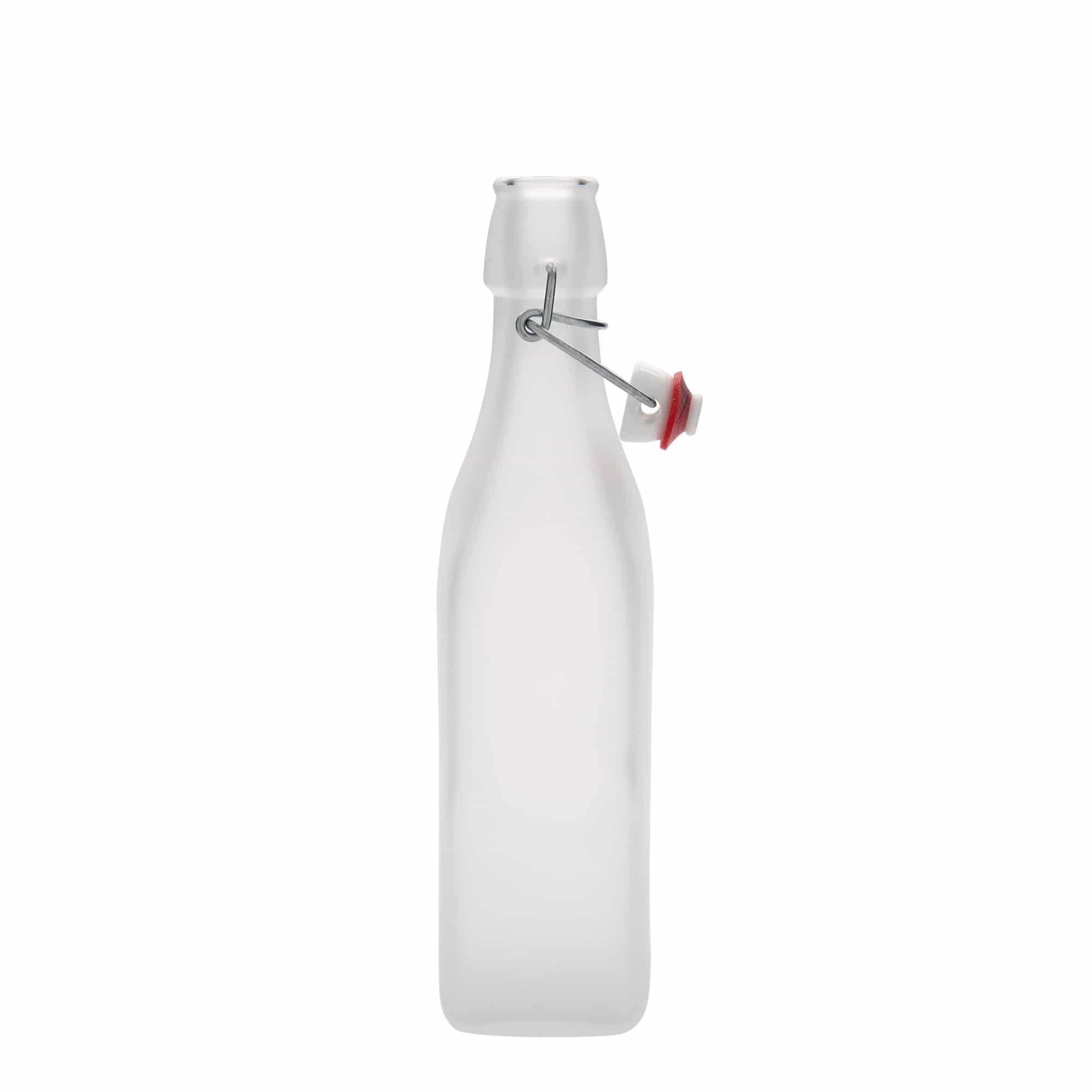 500 ml glasflaske »Swing, firkantet, hvid, åbning: patentlukning