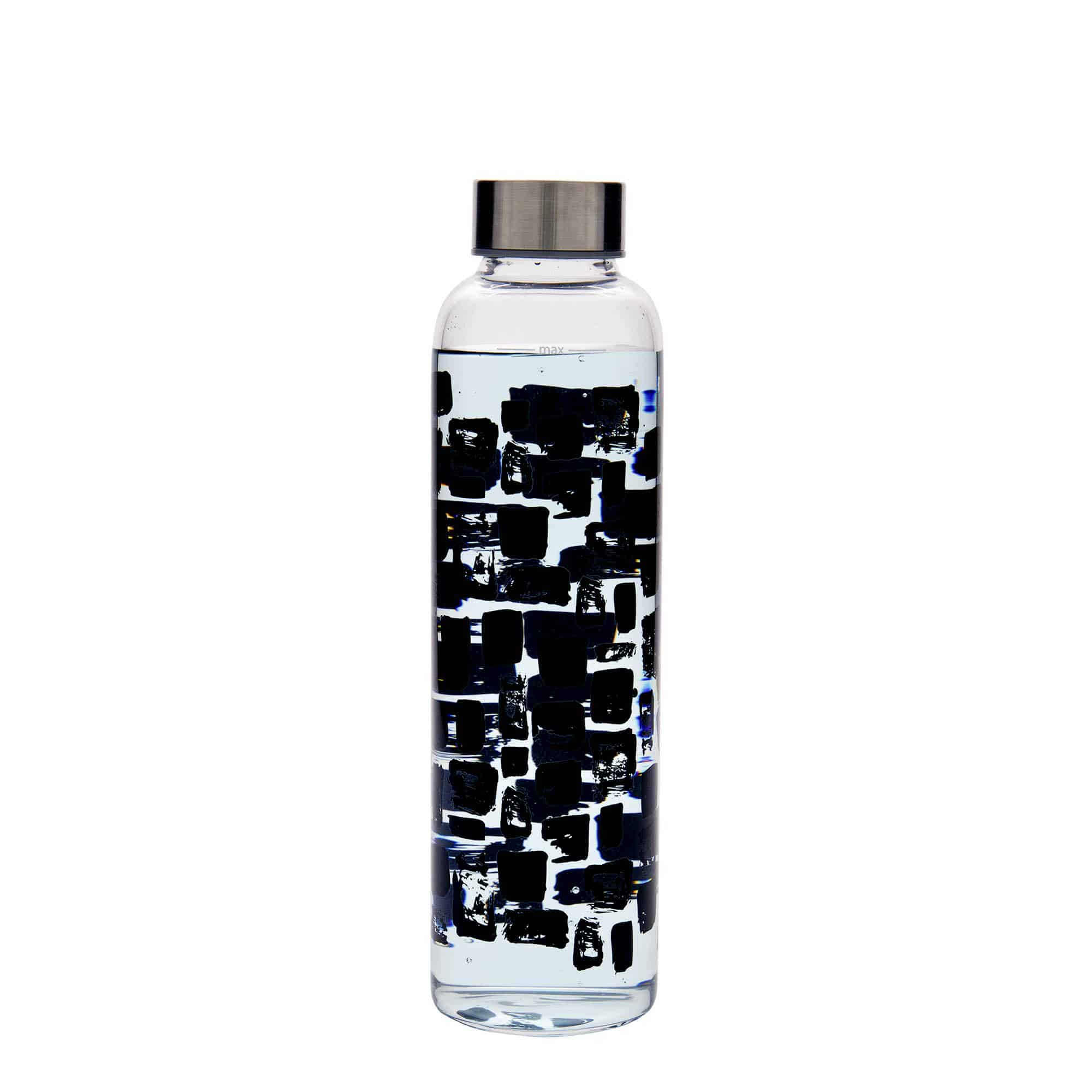500 ml drikkeflaske 'Perseus', motiv: Sorte firkanter, åbning: Skruelåg