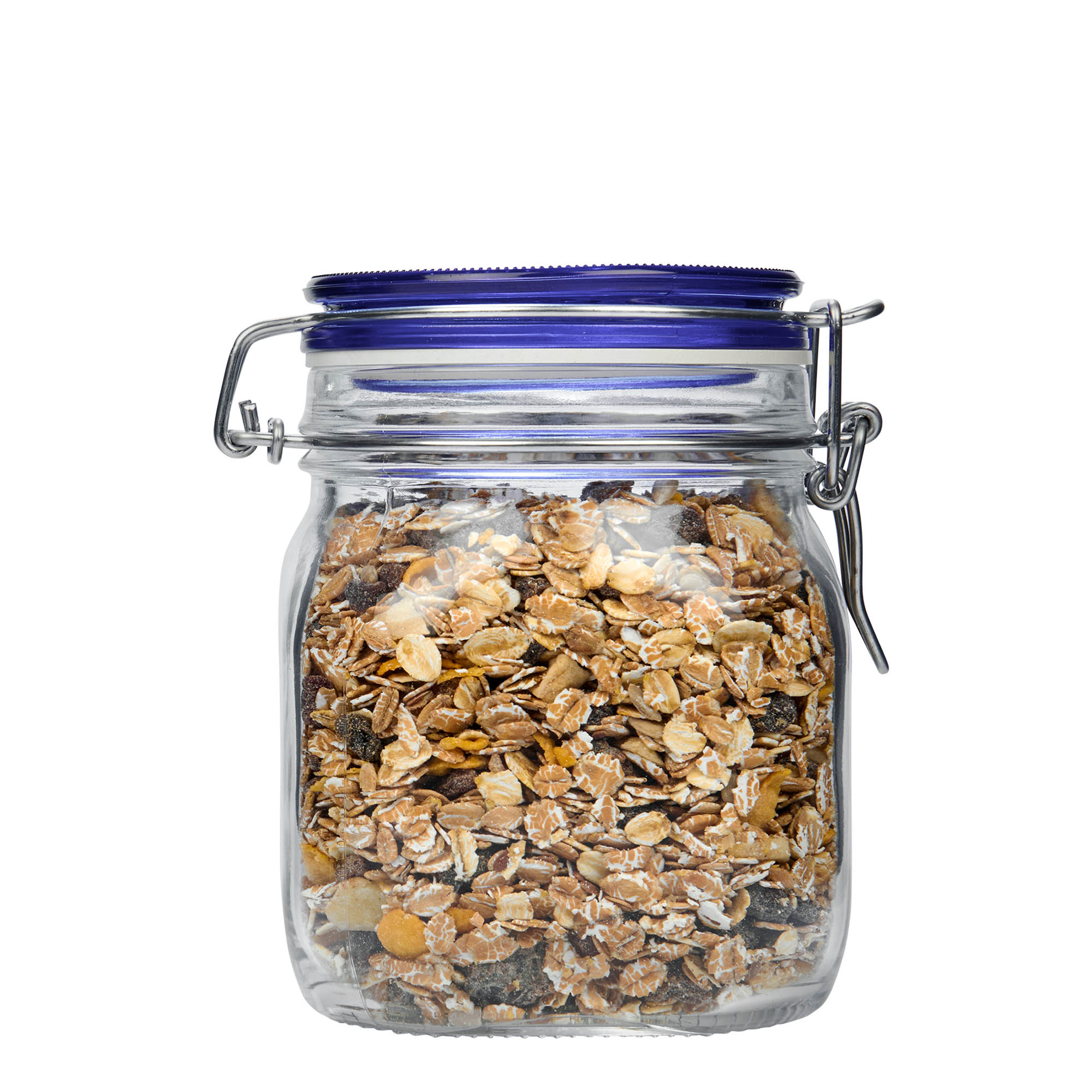 750 ml trådlågsglas 'Fido' blå låg, firkantet, åbning: trådlågslukning 750 ml trådlågsglas 'Fido' blå låg, firkantet, åbning: trådlågslukning