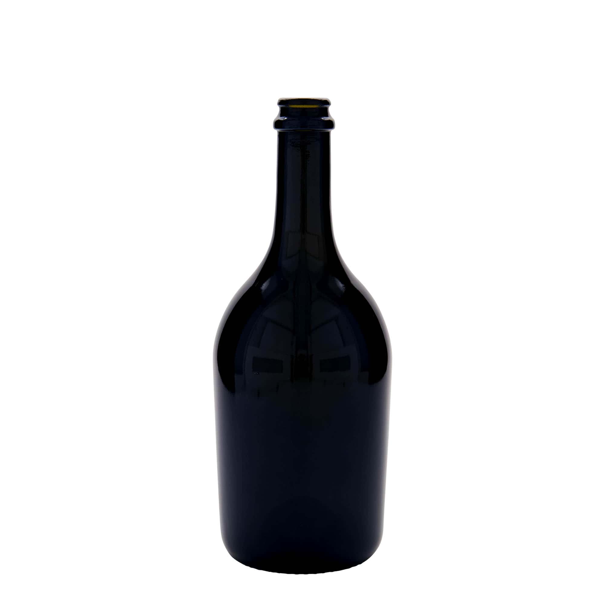 750 ml øl-/champagneflaske »Butterfly«, glas, antikgrøn, åbning: kronkapsel
