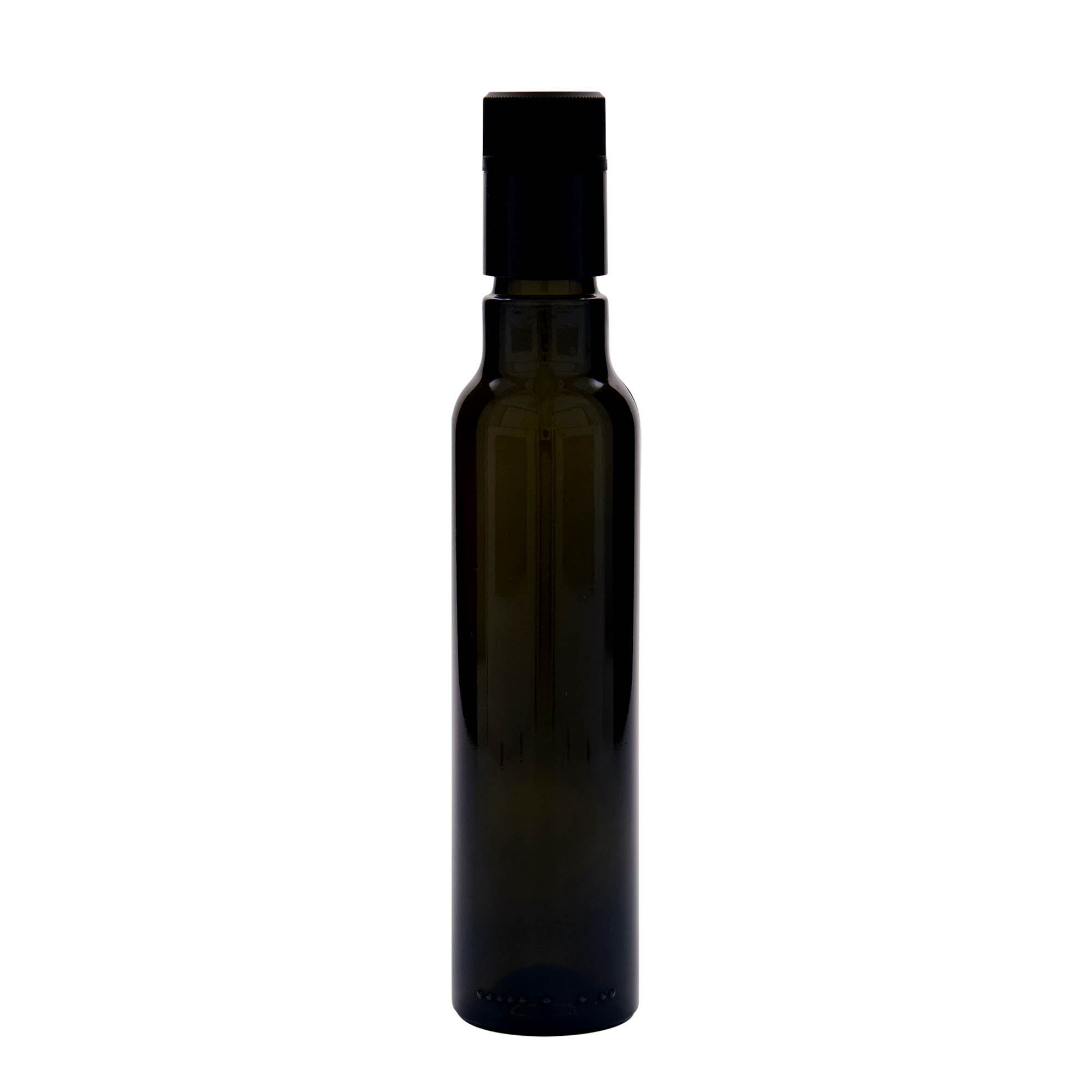 250 ml eddike-/olieflaske »Willy New«, glas, antikgrøn, munding: DOP