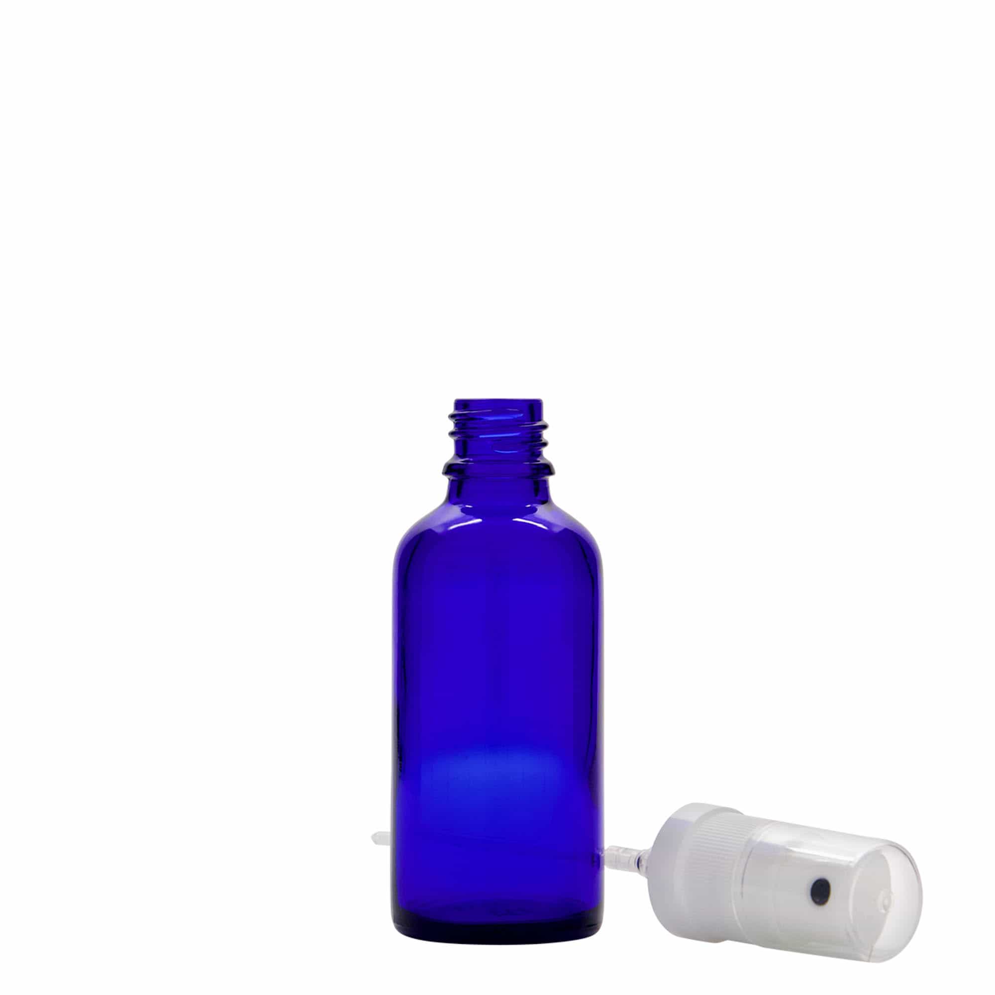 50 ml sprayflaske medicin, glas, kongeblå, åbning: DIN 18