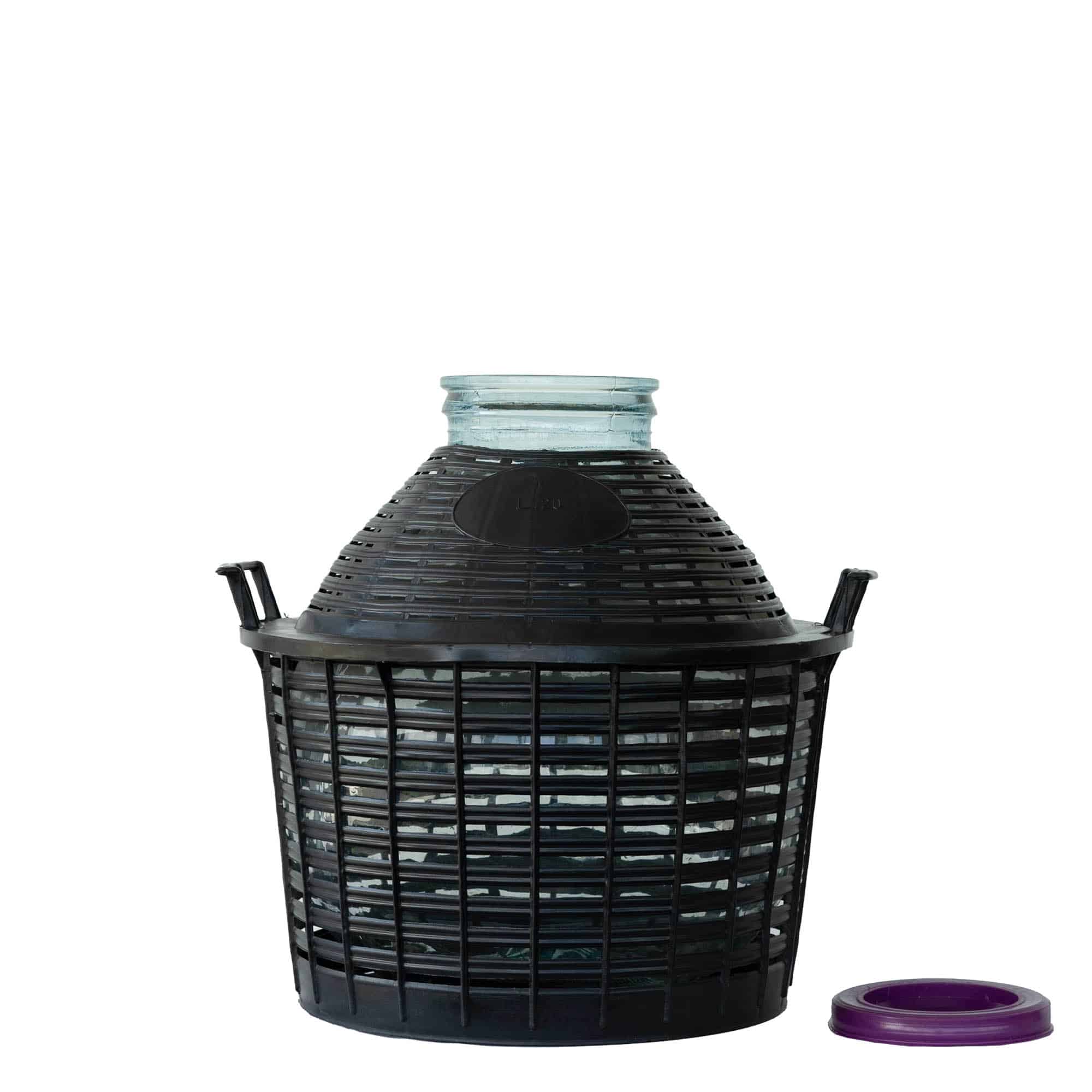 20 l ballonflaske, bredhalset, glas, åbning: Skruelåg