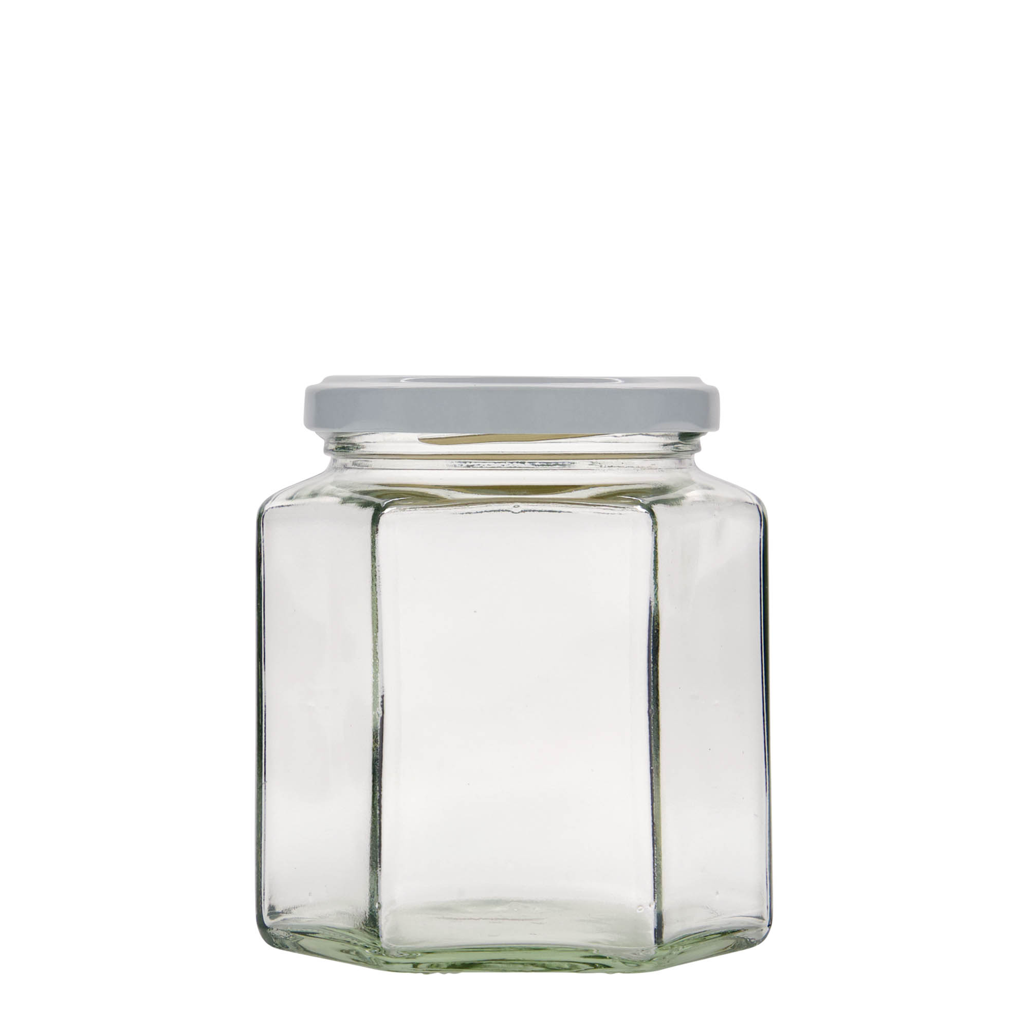 390 ml sekskantet glas, åbning: Twist-Off (TO 70)
