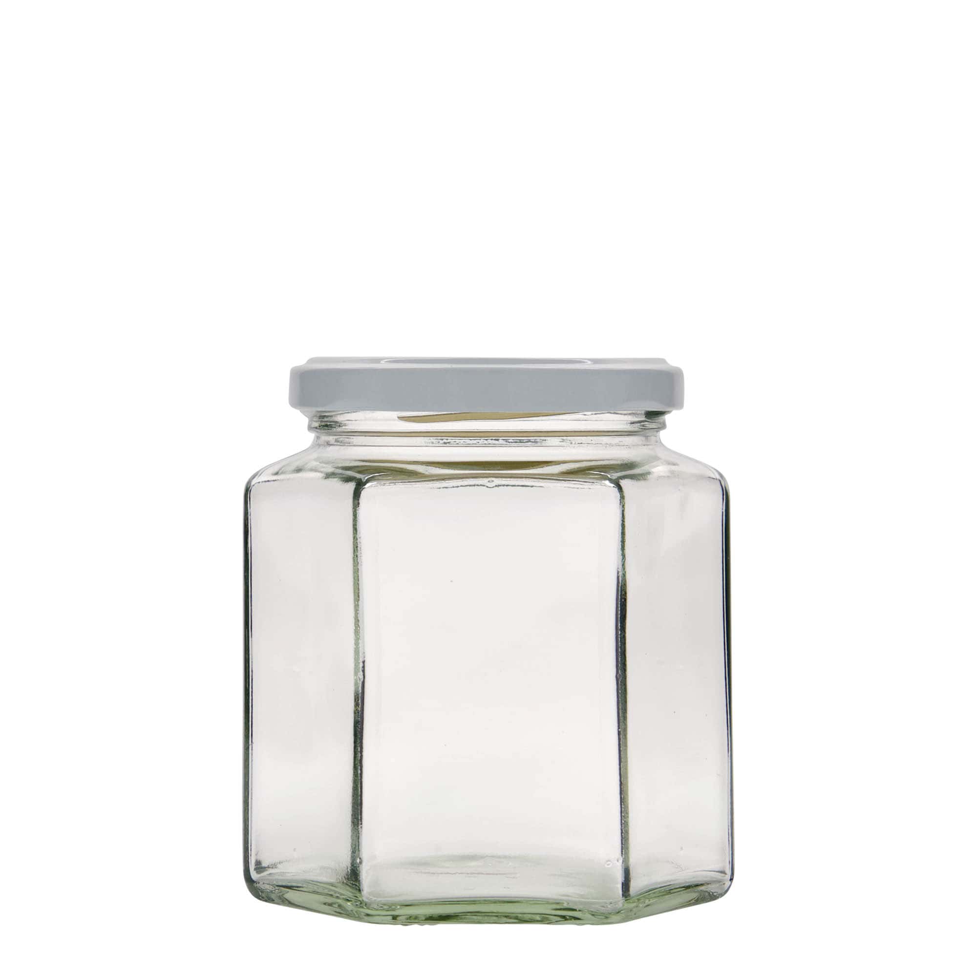 390 ml sekskantet glas, åbning: Twist-Off (TO 70)