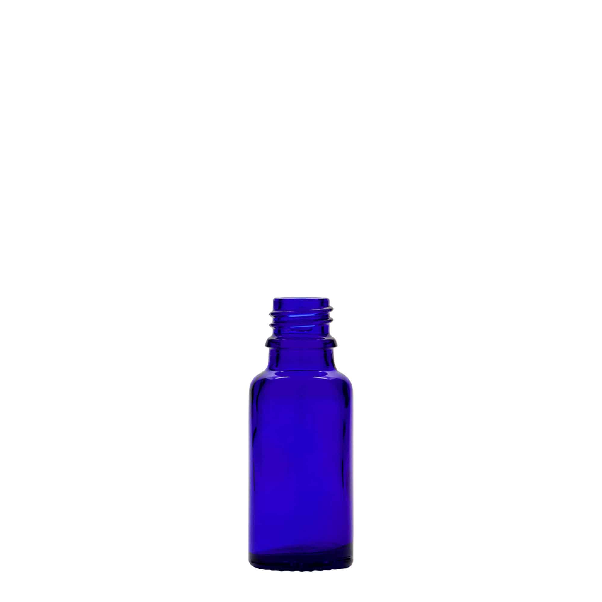 20 ml medicinflaske, glas, kongeblå, åbning: DIN 18 20 ml medicinflaske, glas, kongeblå, åbning: DIN 18