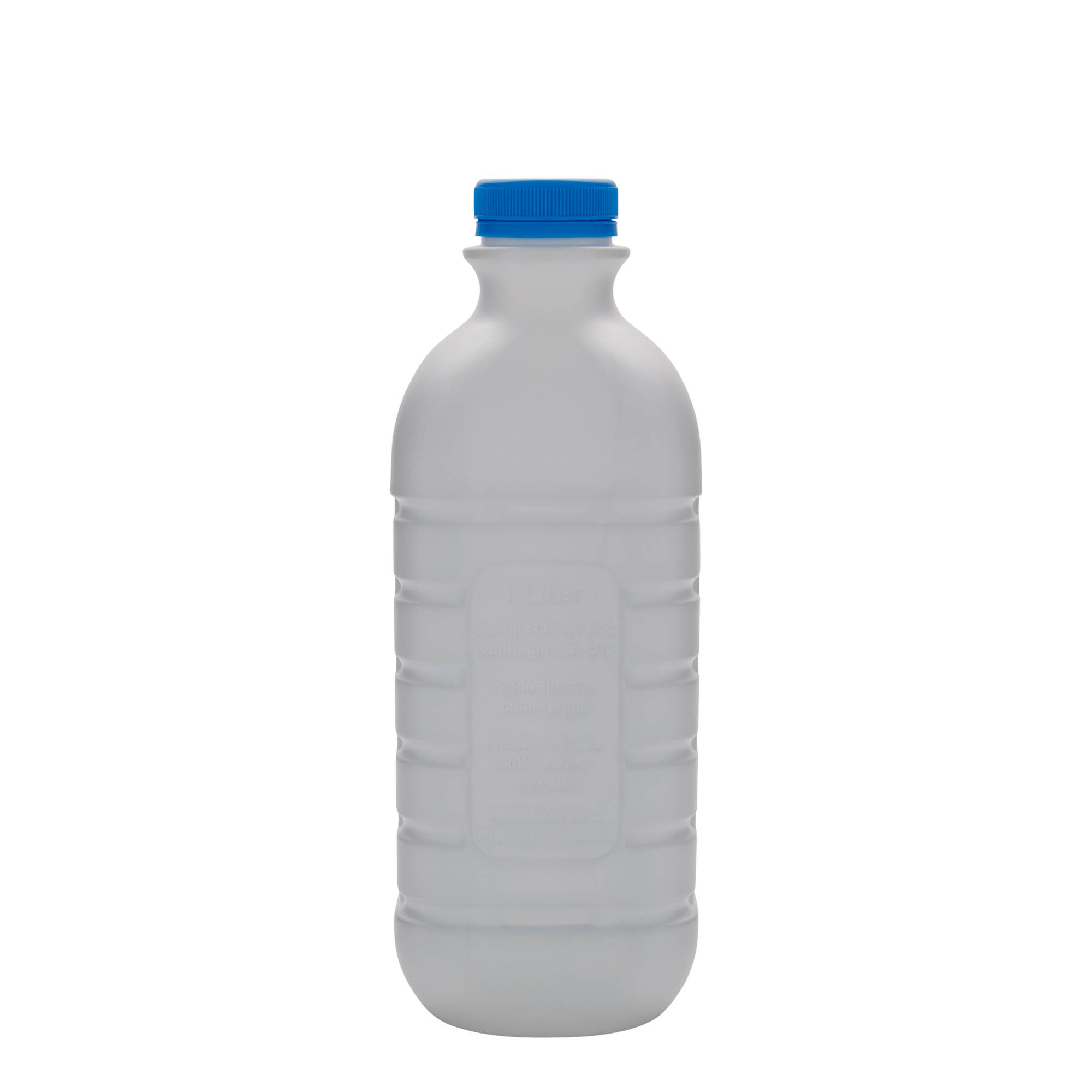 1.000 ml mælkeflaske, rektangulær, HDPE-plast, hvid, åbning: PEHD40