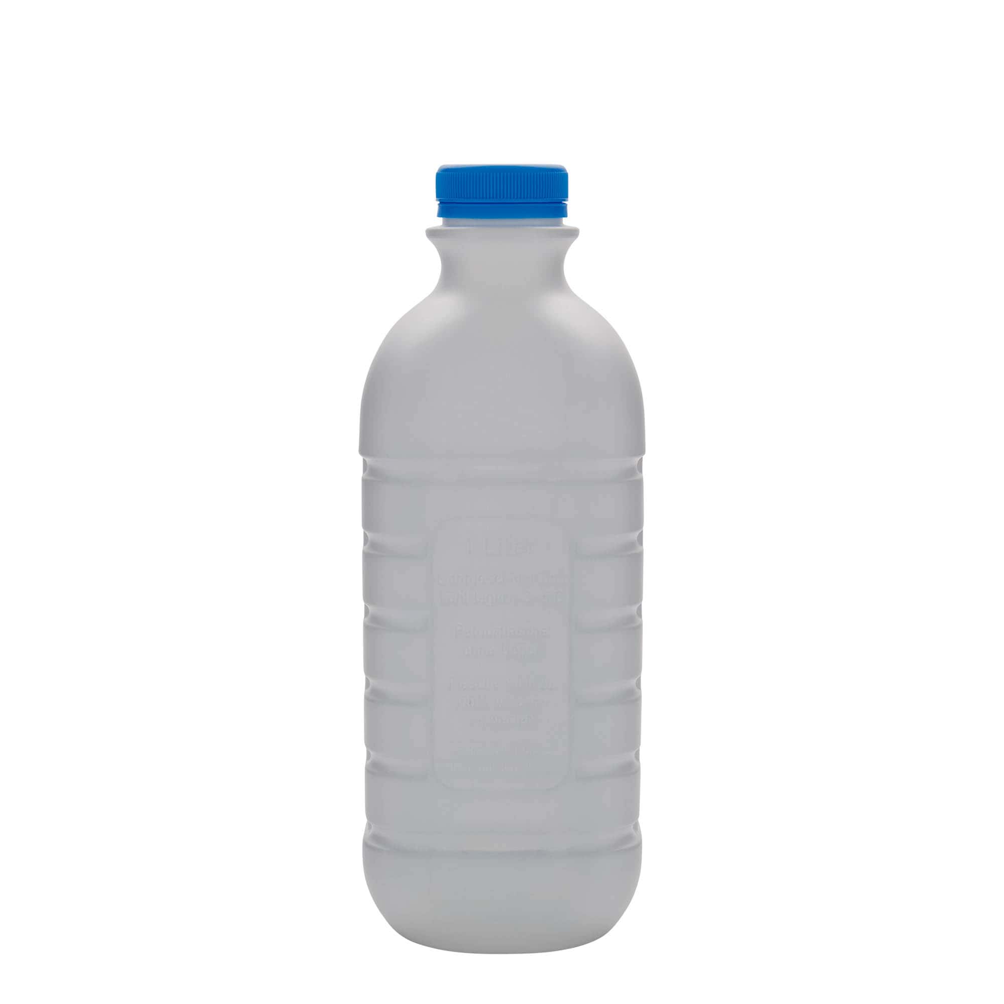 1.000 ml mælkeflaske, rektangulær, HDPE-plast, hvid, åbning: PEHD40