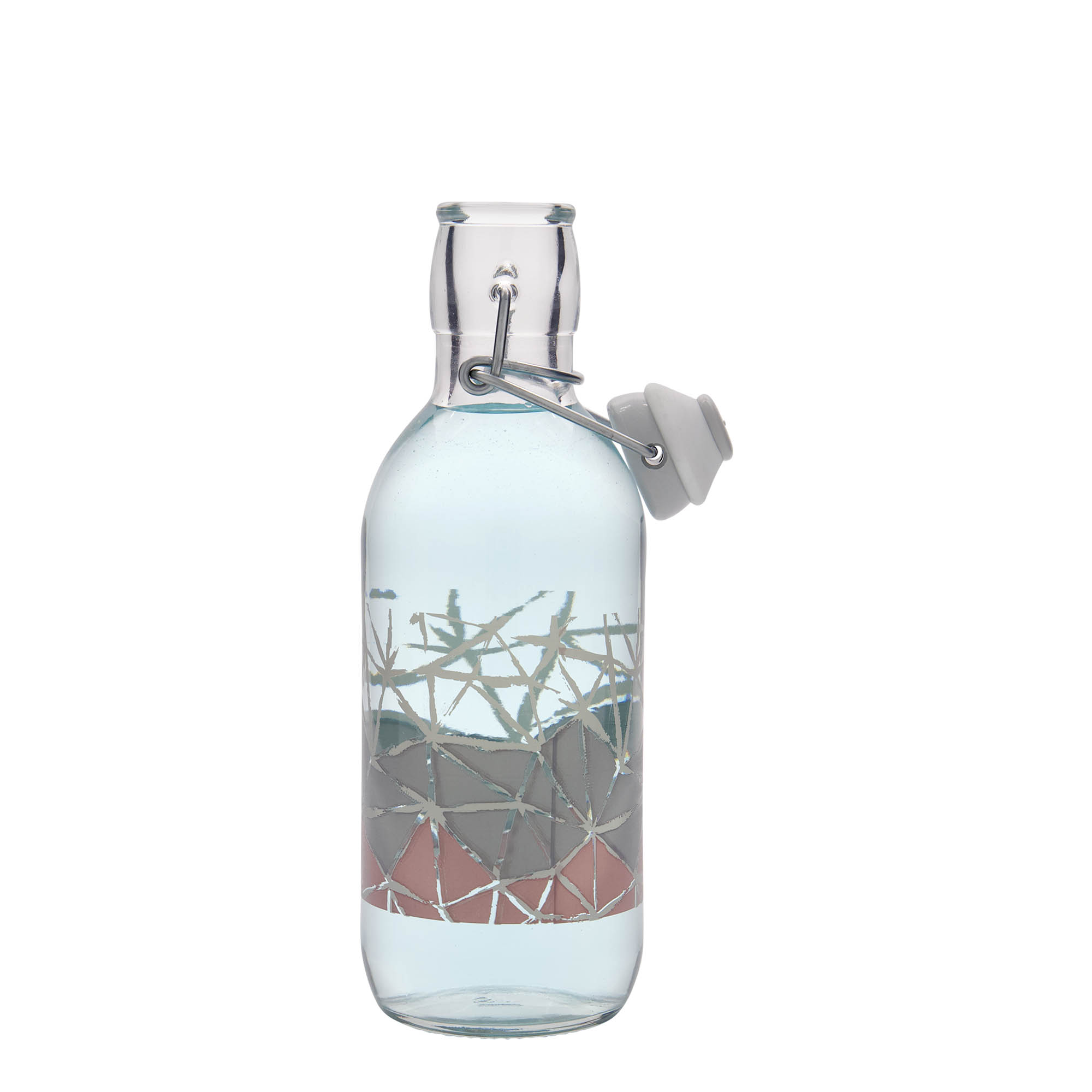 500 ml glasflaske Emilia trykt 'Manolibera rosa', åbning: patentprop 500 ml glasflaske Emilia trykt 'Manolibera rosa', åbning: patentprop