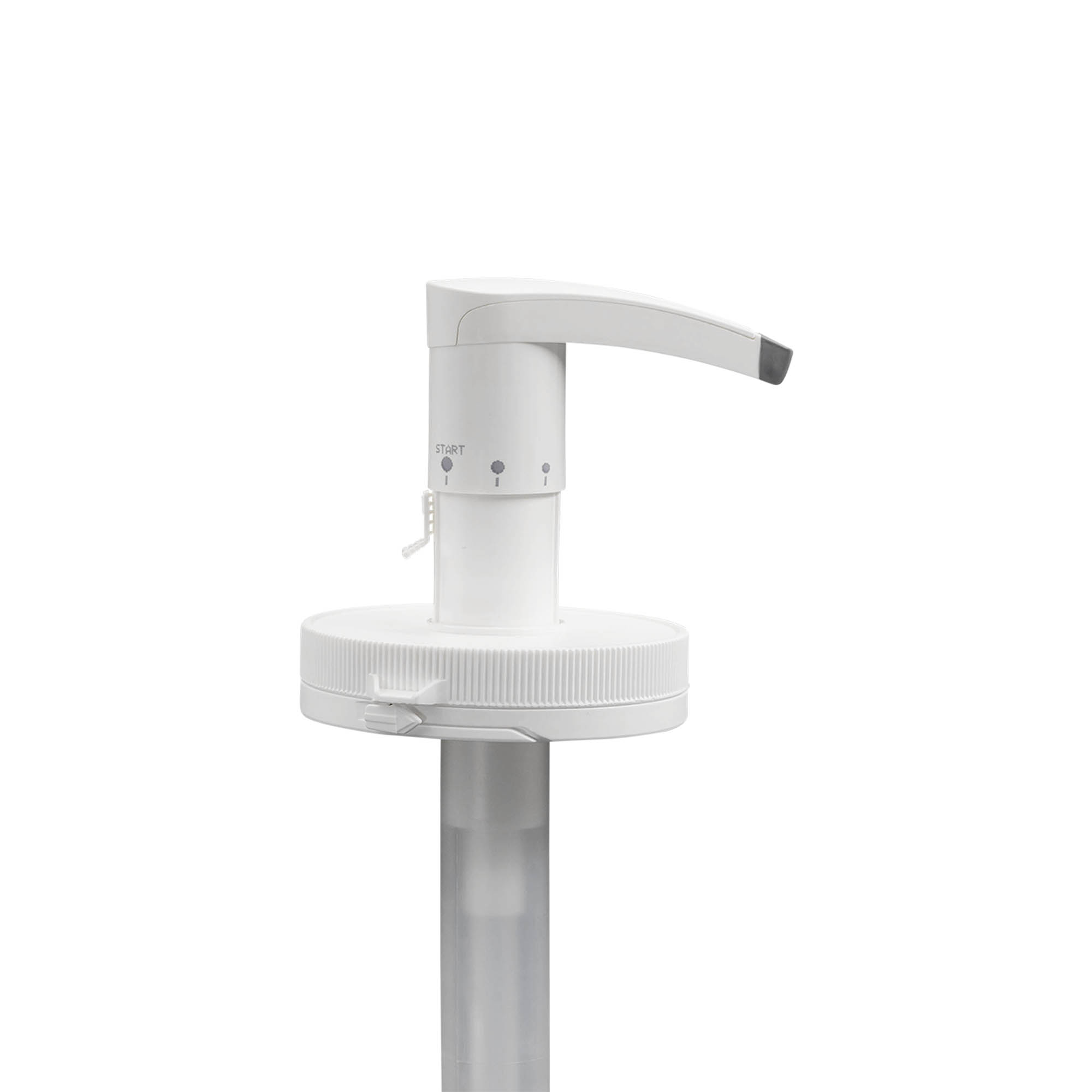 Dispenserpumpe til 655 ml 'Securibox', PE-plast, hvid, til åbning: skruelåg Dispenserpumpe til 655 ml 'Securibox', PE-plast, hvid, til åbning: skruelåg