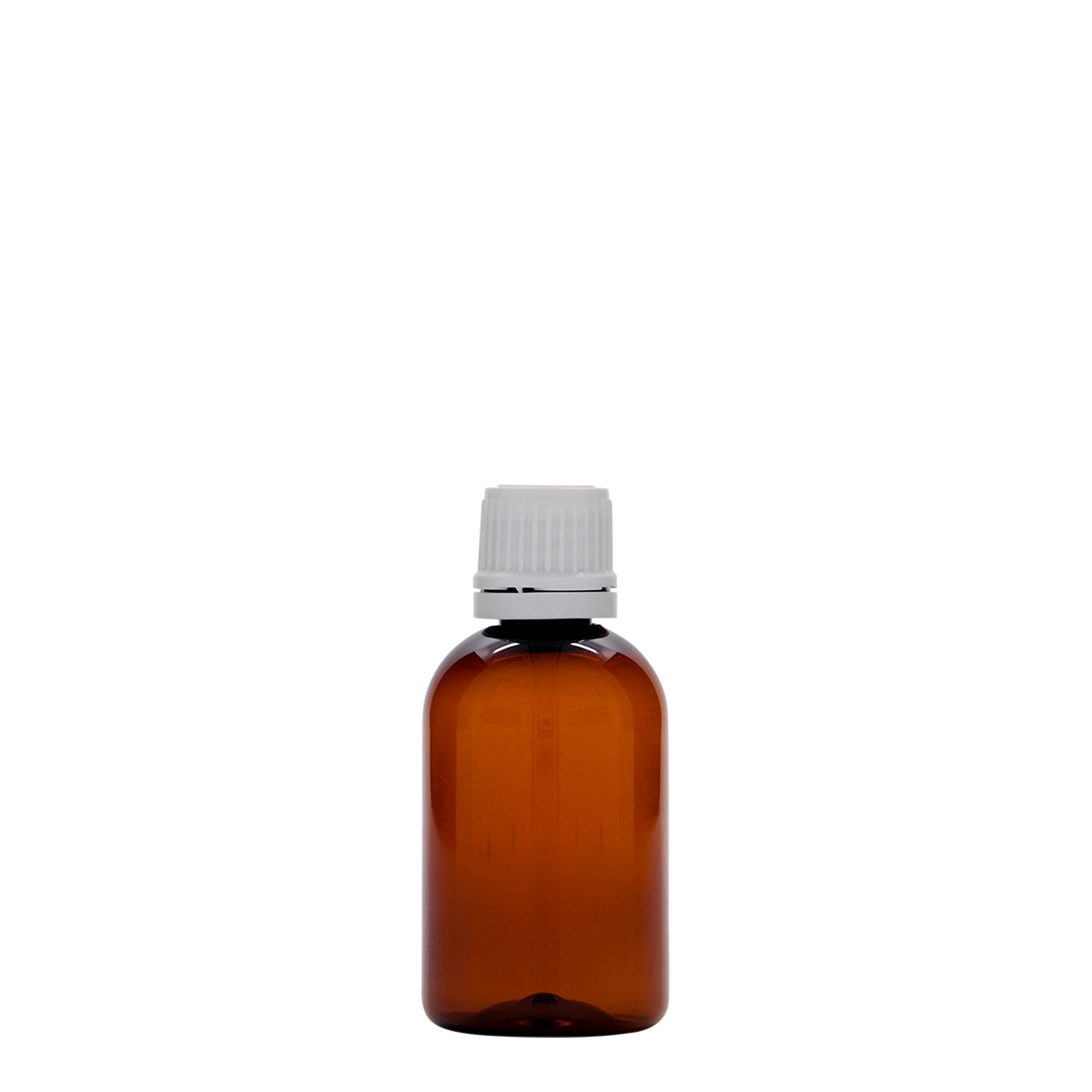 50 ml PET-medicinflaske 'Easy Living', brun, plastik, åbning: DIN 18