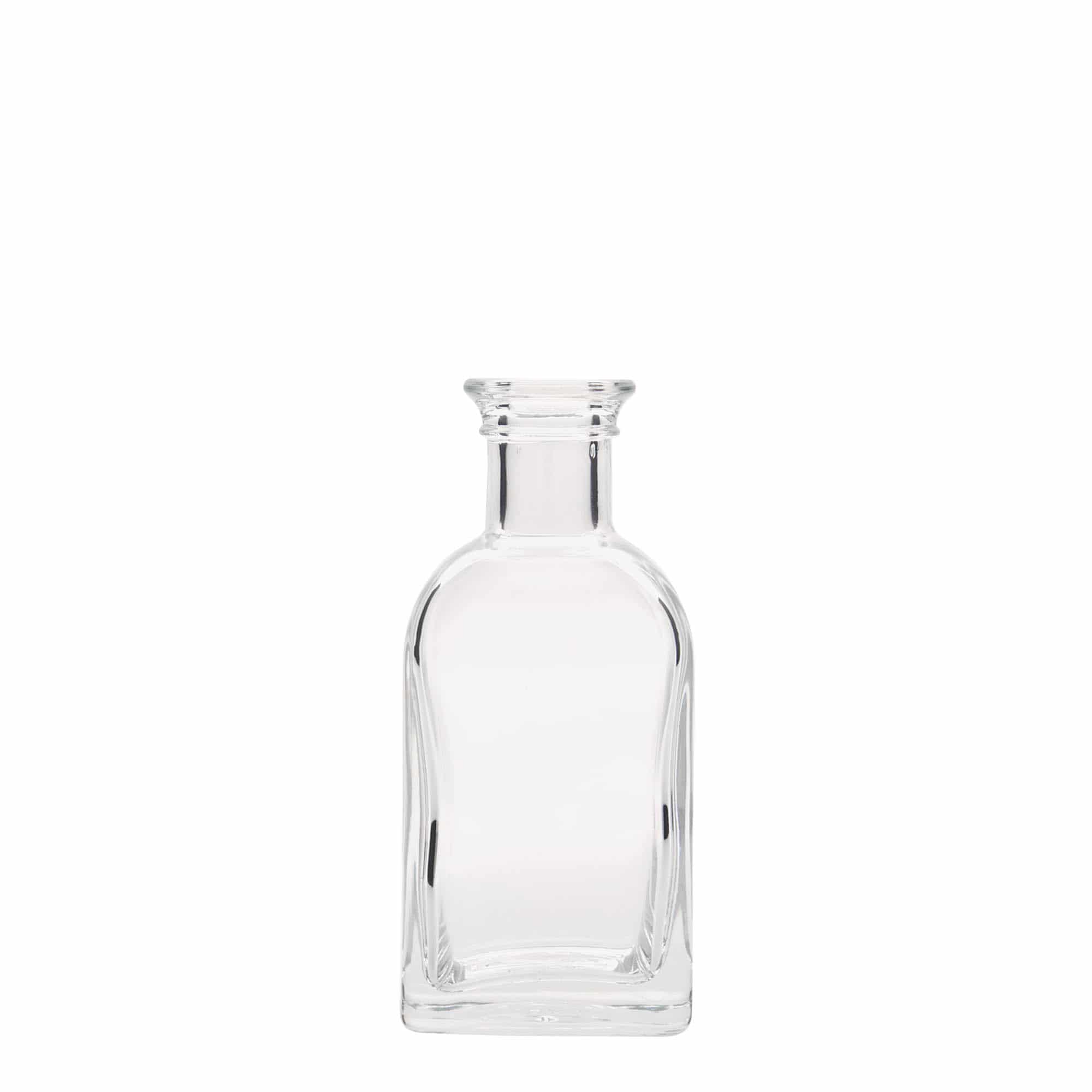 100 ml glasflaske apoteker Carré, firkantet, åbning: kork