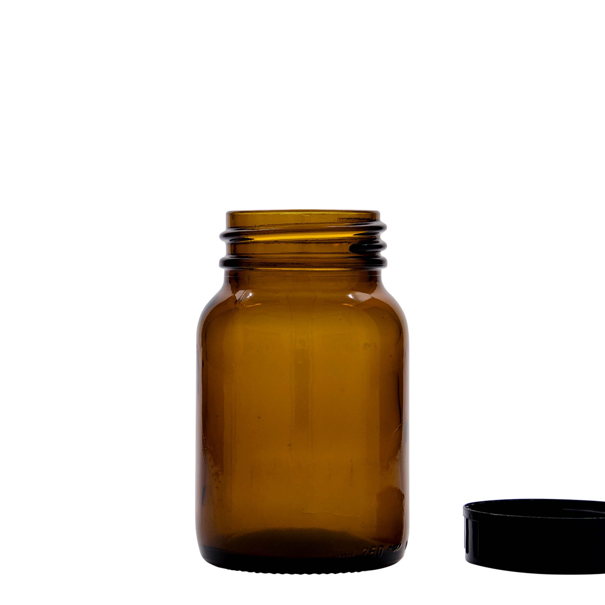 250 ml bredhalsglas, brunt, åbning: DIN 55 250 ml bredhalsglas, brunt, åbning: DIN 55