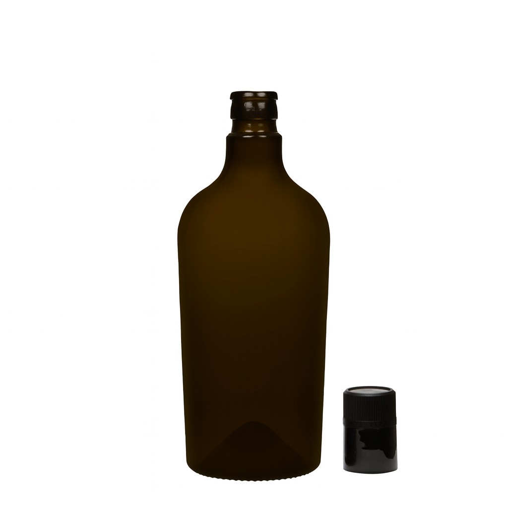750 ml eddike-/olieflaske »Oleum«, glas, antikgrøn, munding: DOP