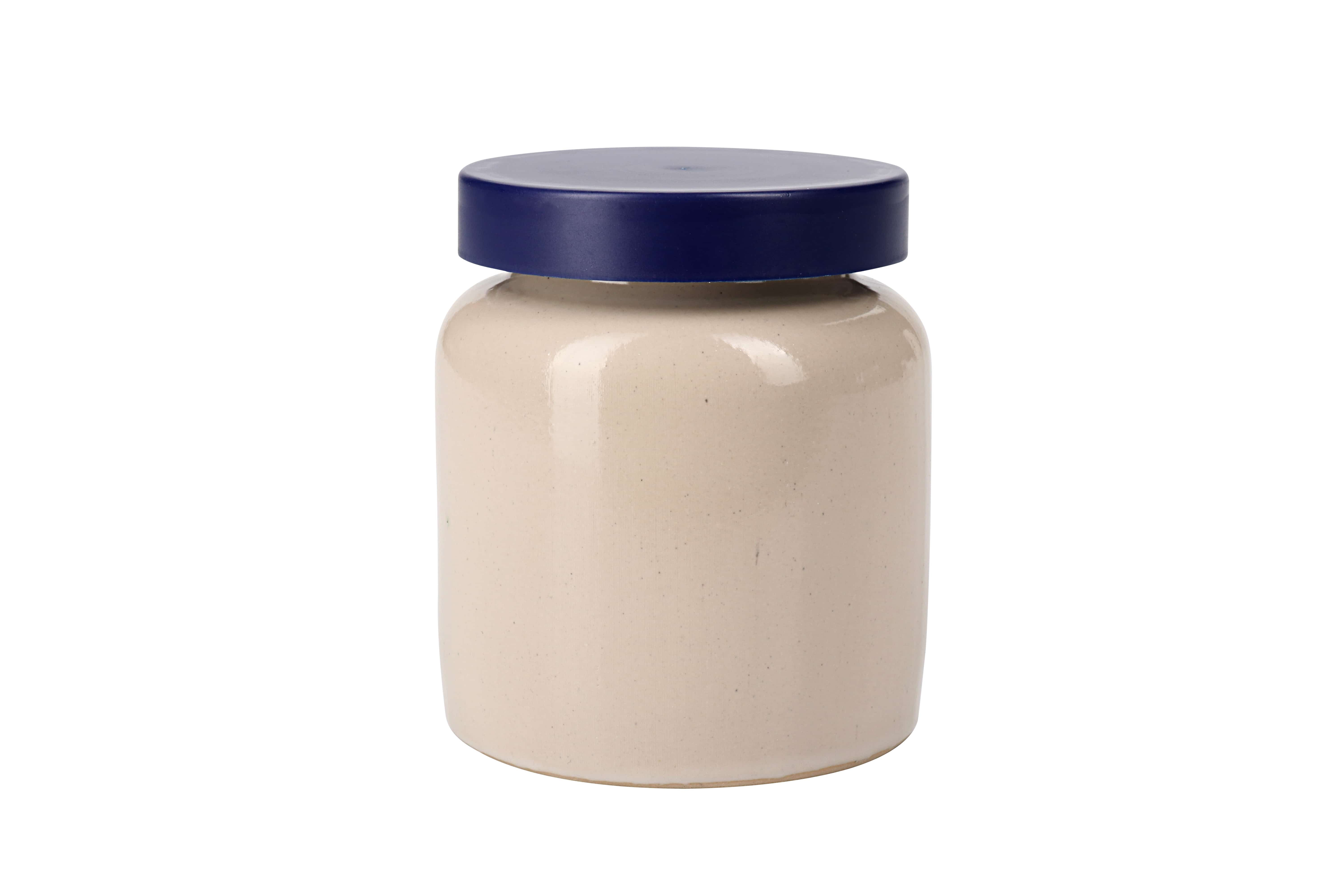 270 ml stentøjskrukke, keramik, beige, åbning: pålægslåg