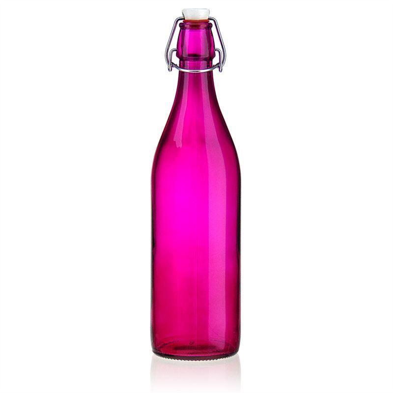 1.000 ml glasflaske 'Giara', pink, åbning: Patentlåg