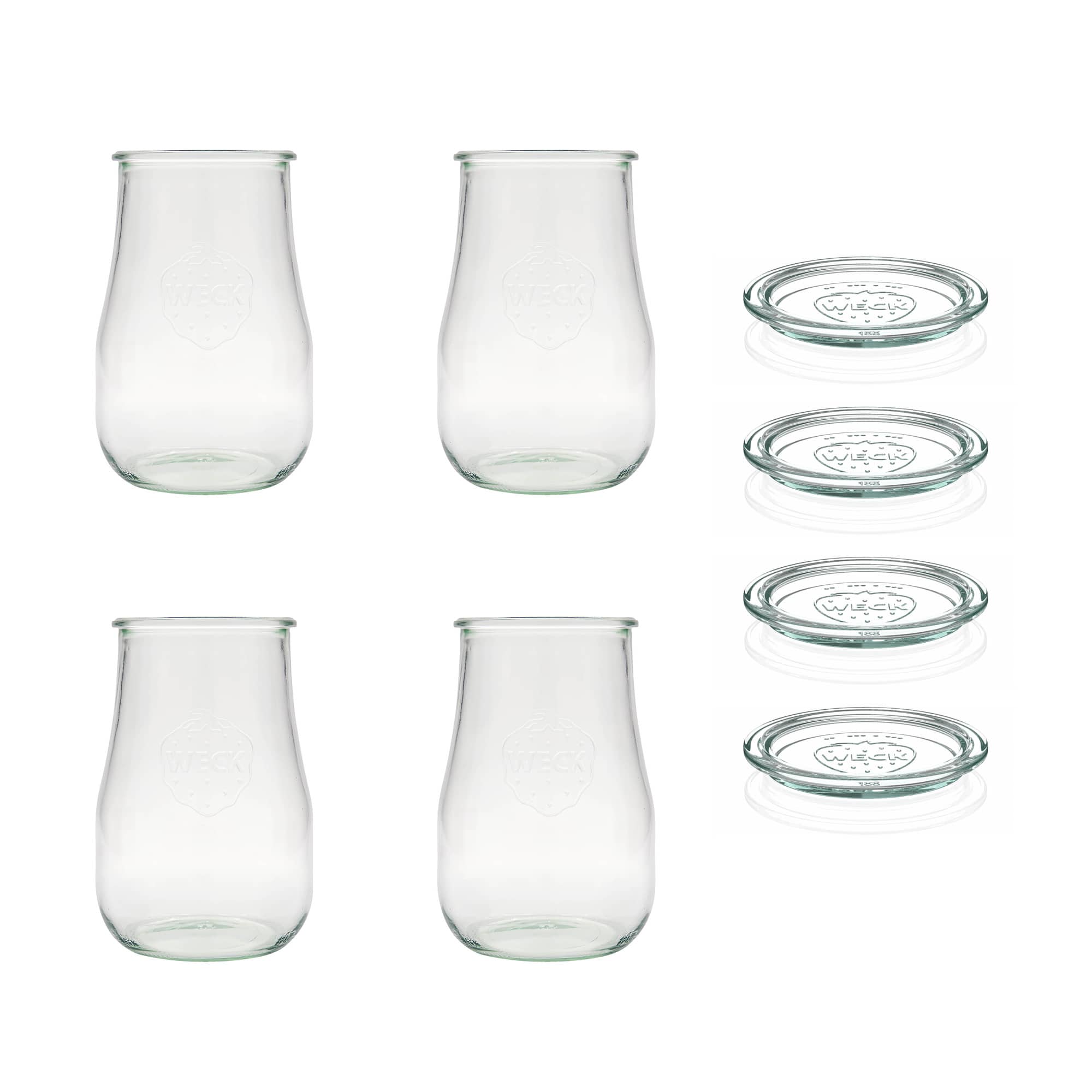 4x 1750 ml WECK-tulipanglas med glaslåg RR 100