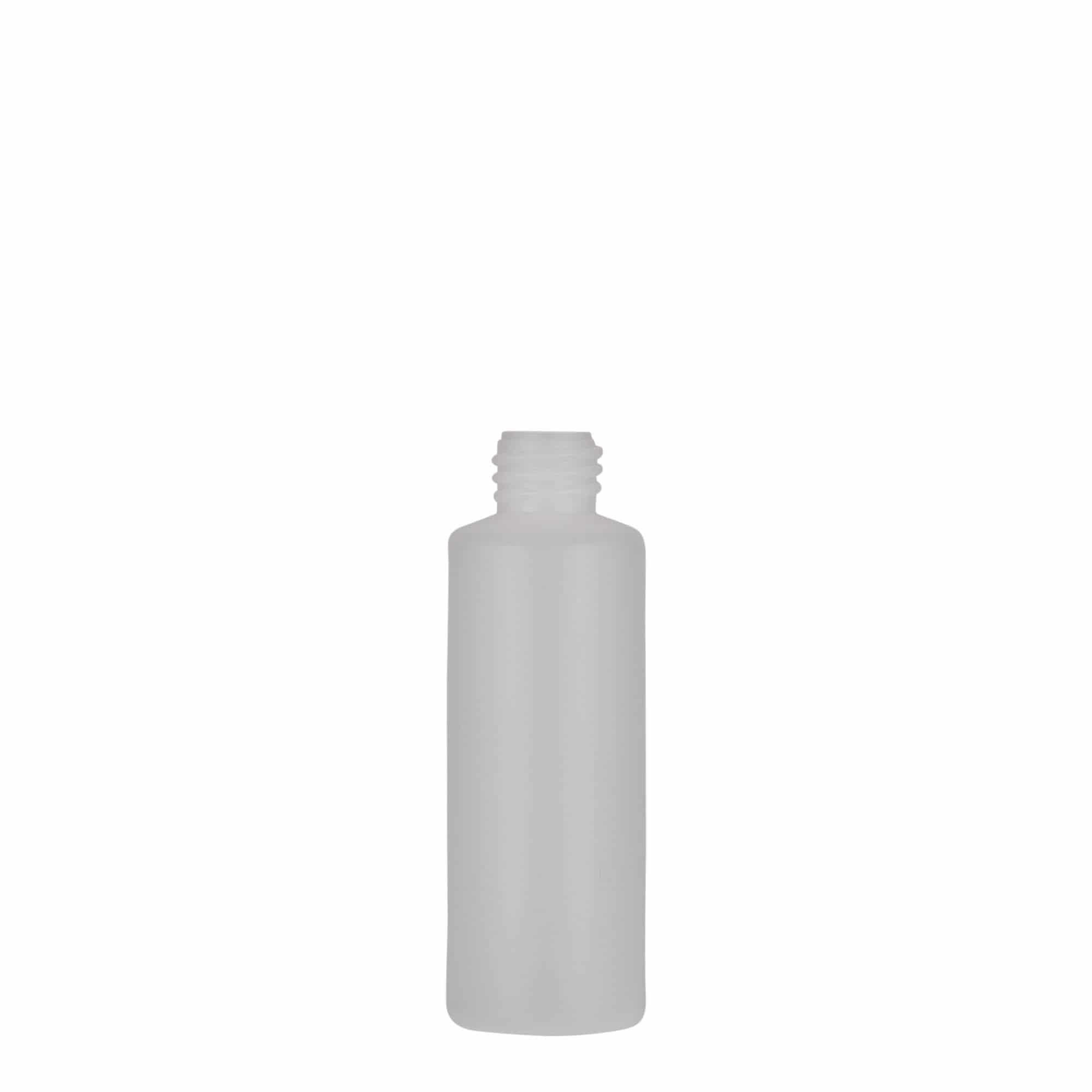 50 ml rund flaske, PE-plast, natur, åbning: Skruelåg 50 ml rund flaske, PE-plast, natur, åbning: Skruelåg