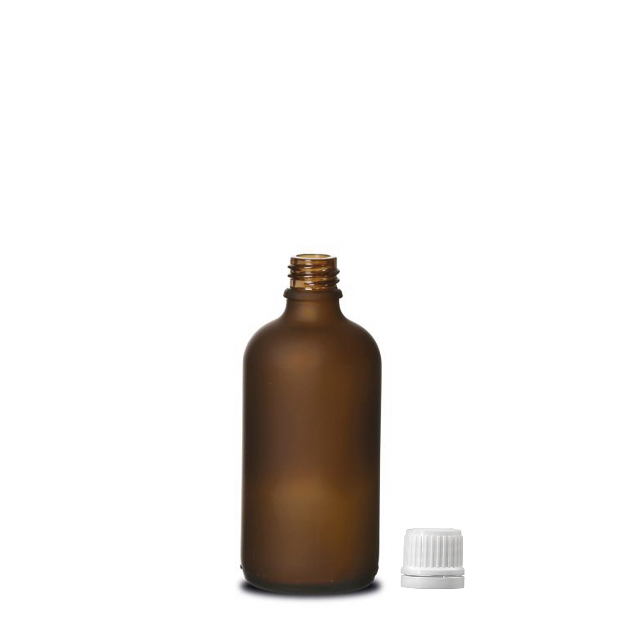 100 ml medicinflaske, glas, brun frostet, åbning: DIN 18 100 ml medicinflaske, glas, brun frostet, åbning: DIN 18