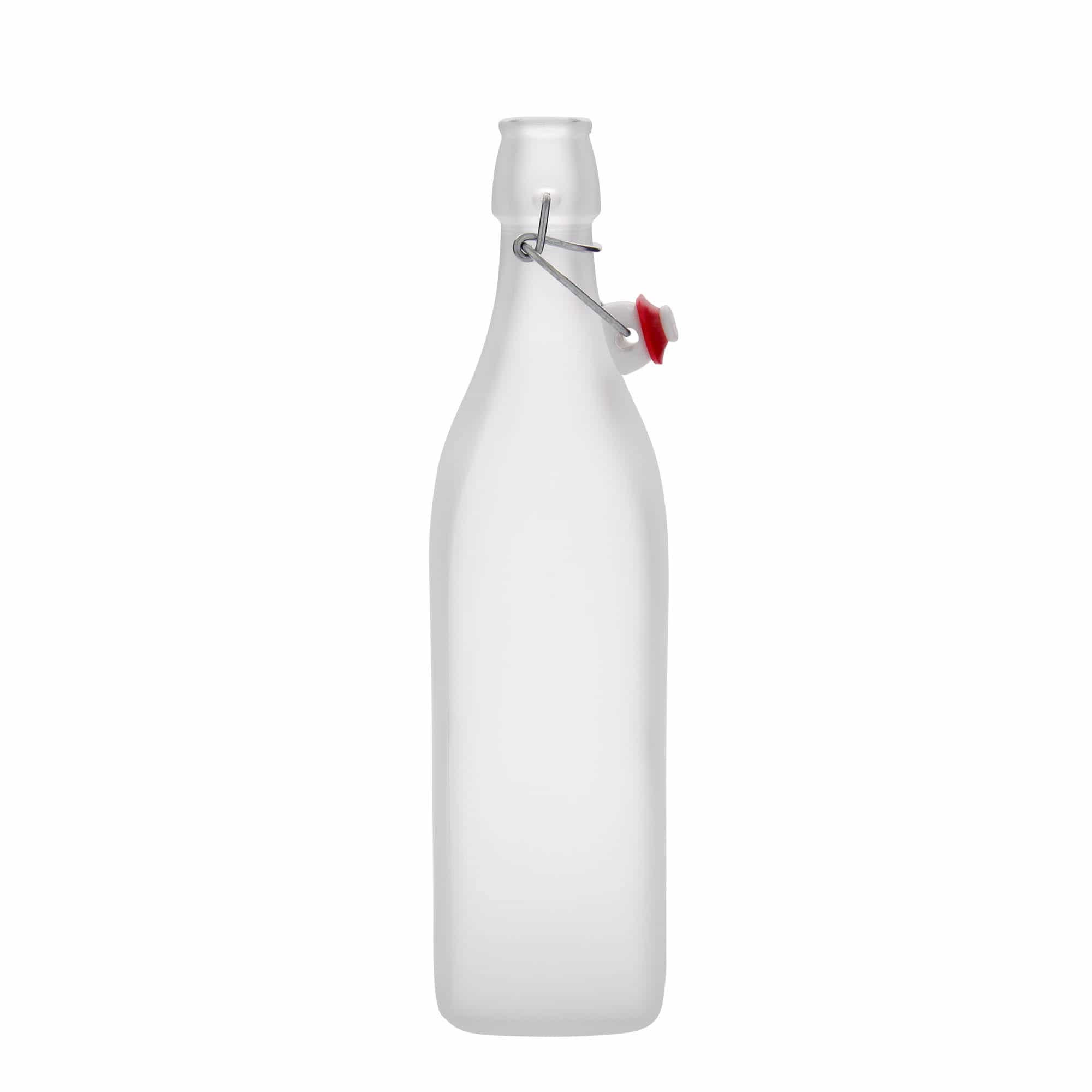 1.000 ml glasflaske 'Swing', kvadratisk, hvid, åbning: Patentlåg