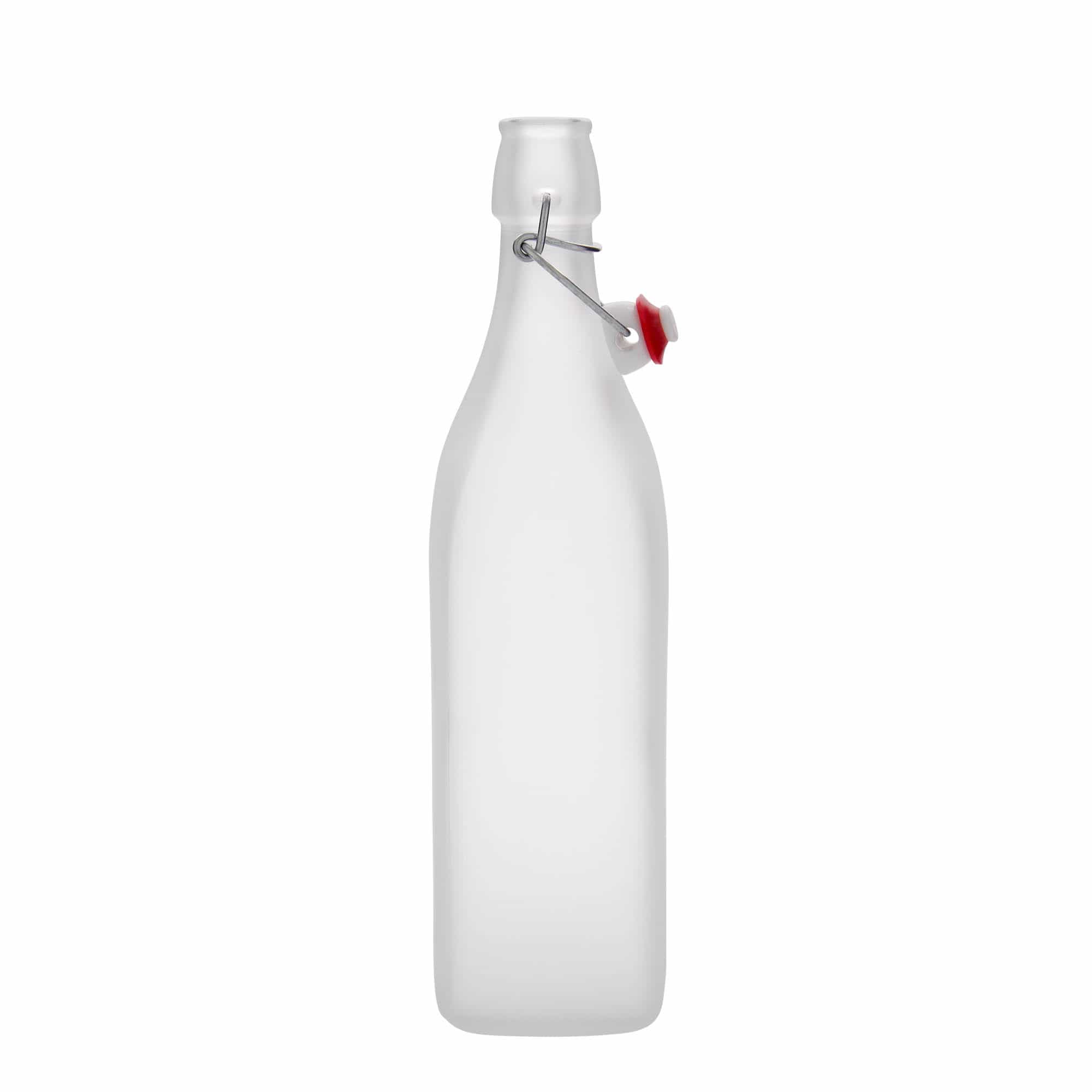 1.000 ml glasflaske 'Swing, firkantet, frostet, åbning: patentprop