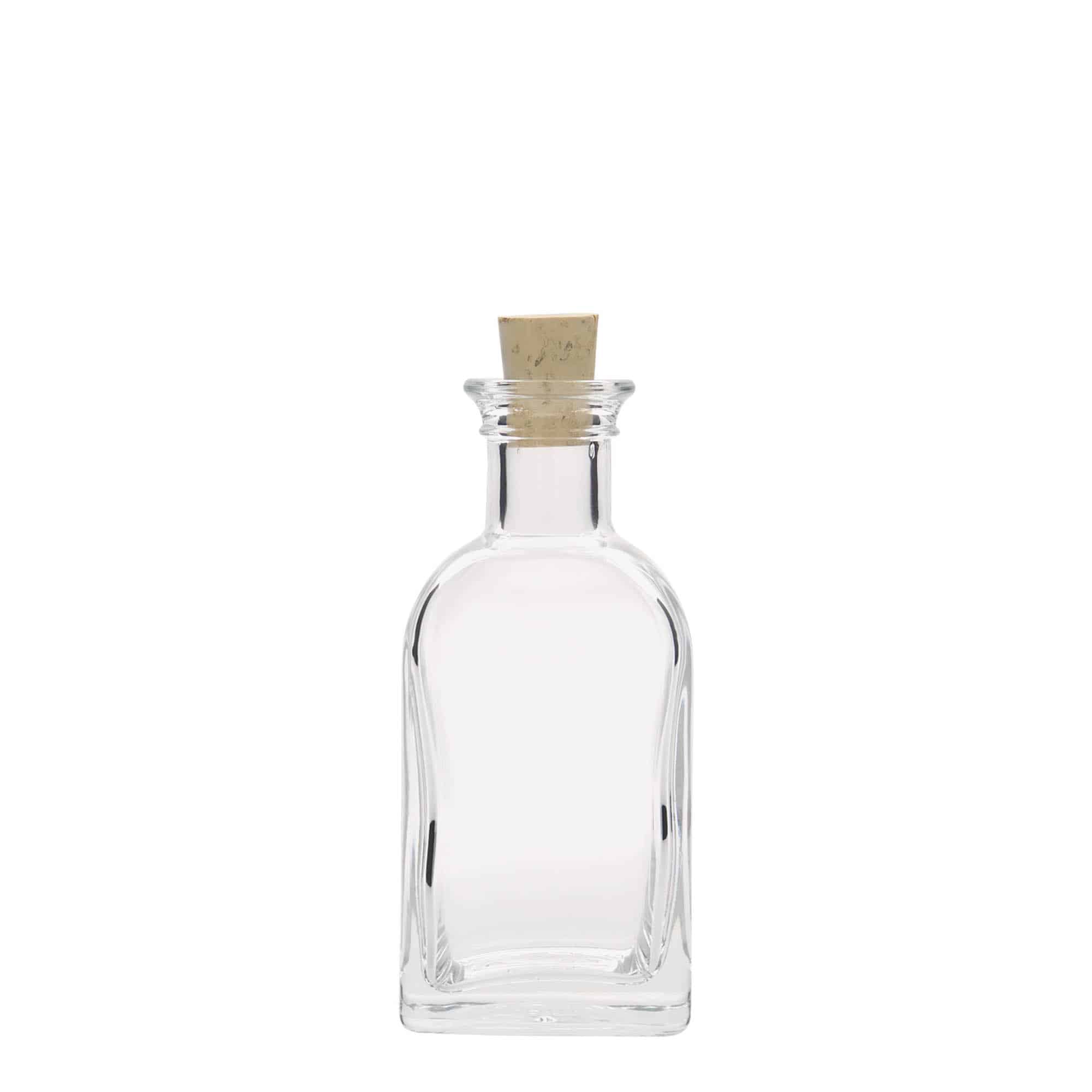 100 ml glasflaske apoteker 'Carré', kvadratisk, åbning: Kork