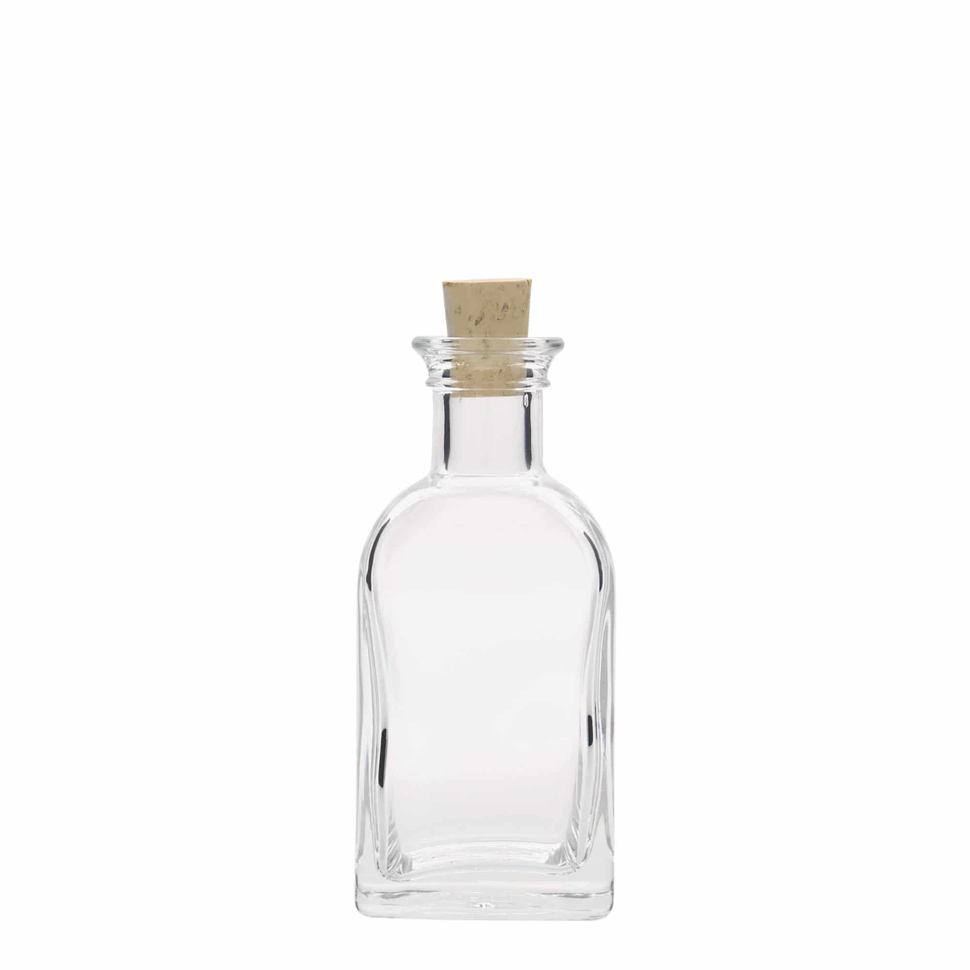 100 ml glasflaske apoteker Carré, firkantet, åbning: kork