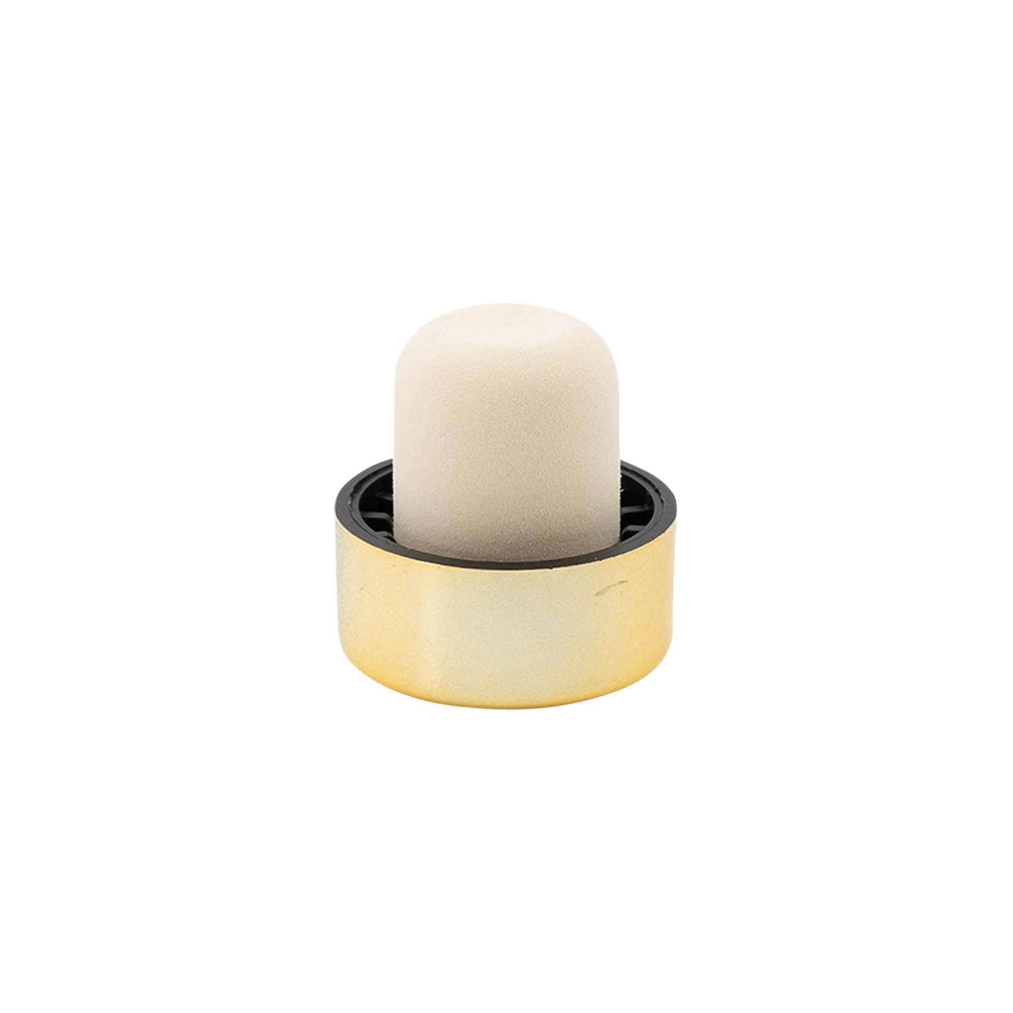 Grebskork 19 mm, plastik, guld, til munding: kork Grebskork 19 mm, plastik, guld, til munding: kork