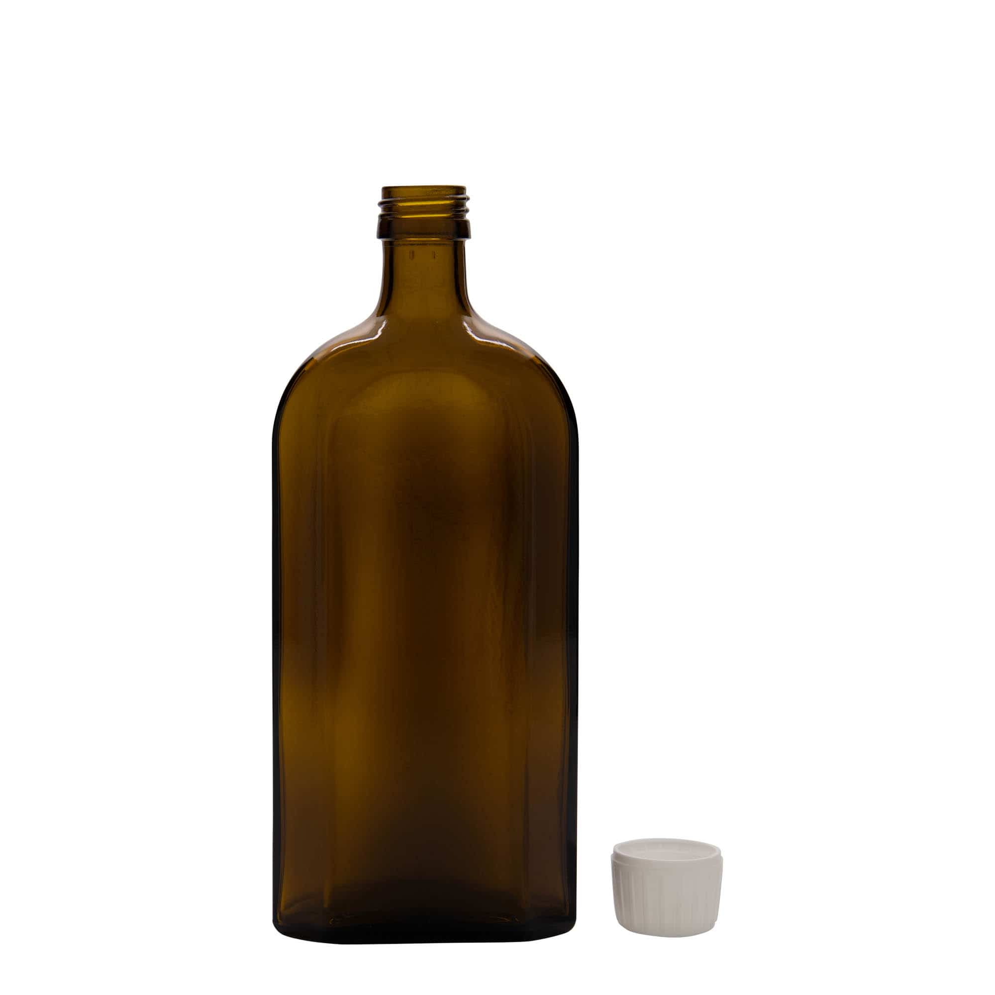 500 ml medicinflaske meplat, glas, brun, åbning: PP 28