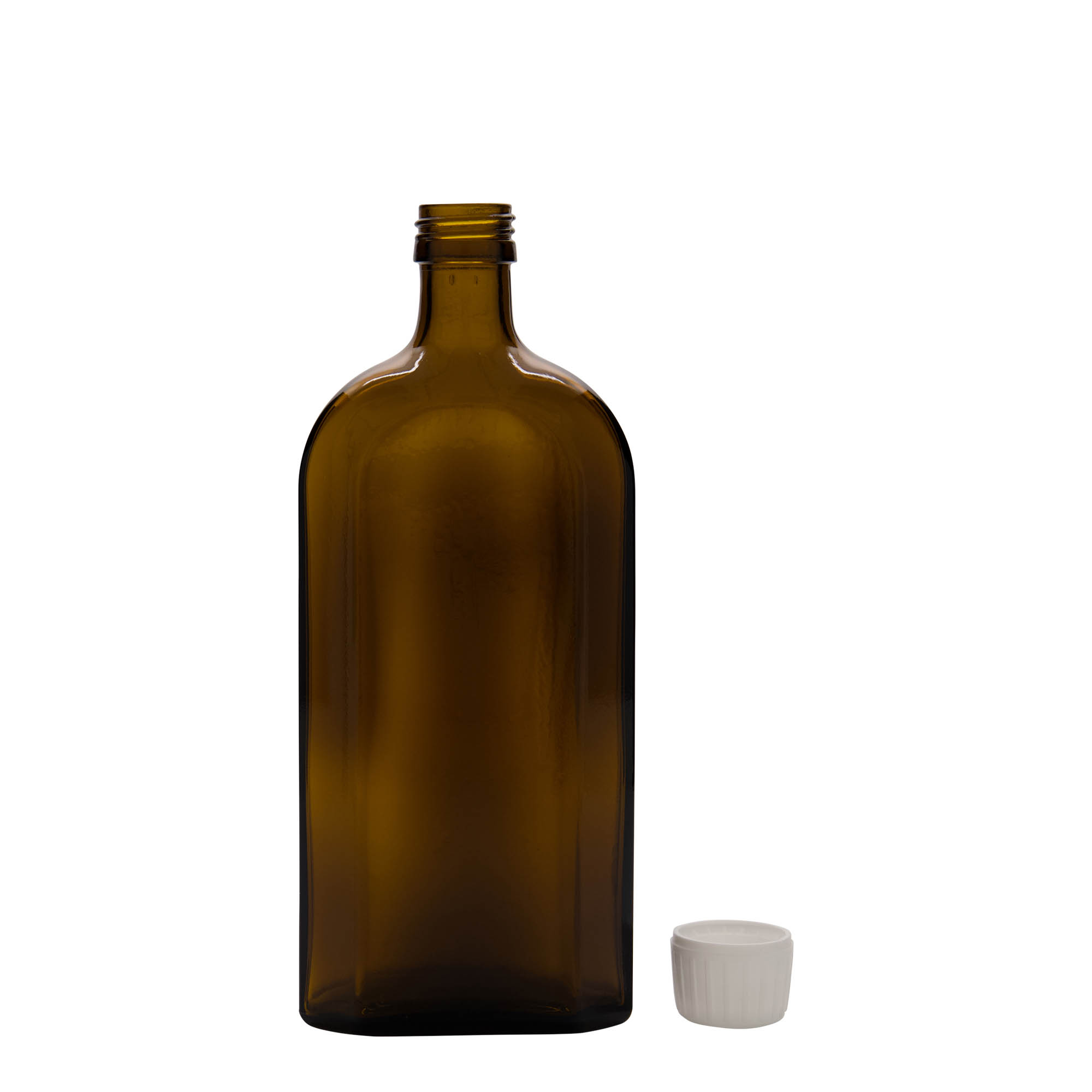 500 ml medicinflaske Meplat, oval, glas, brun, åbning: PP 28 500 ml medicinflaske Meplat, oval, glas, brun, åbning: PP 28