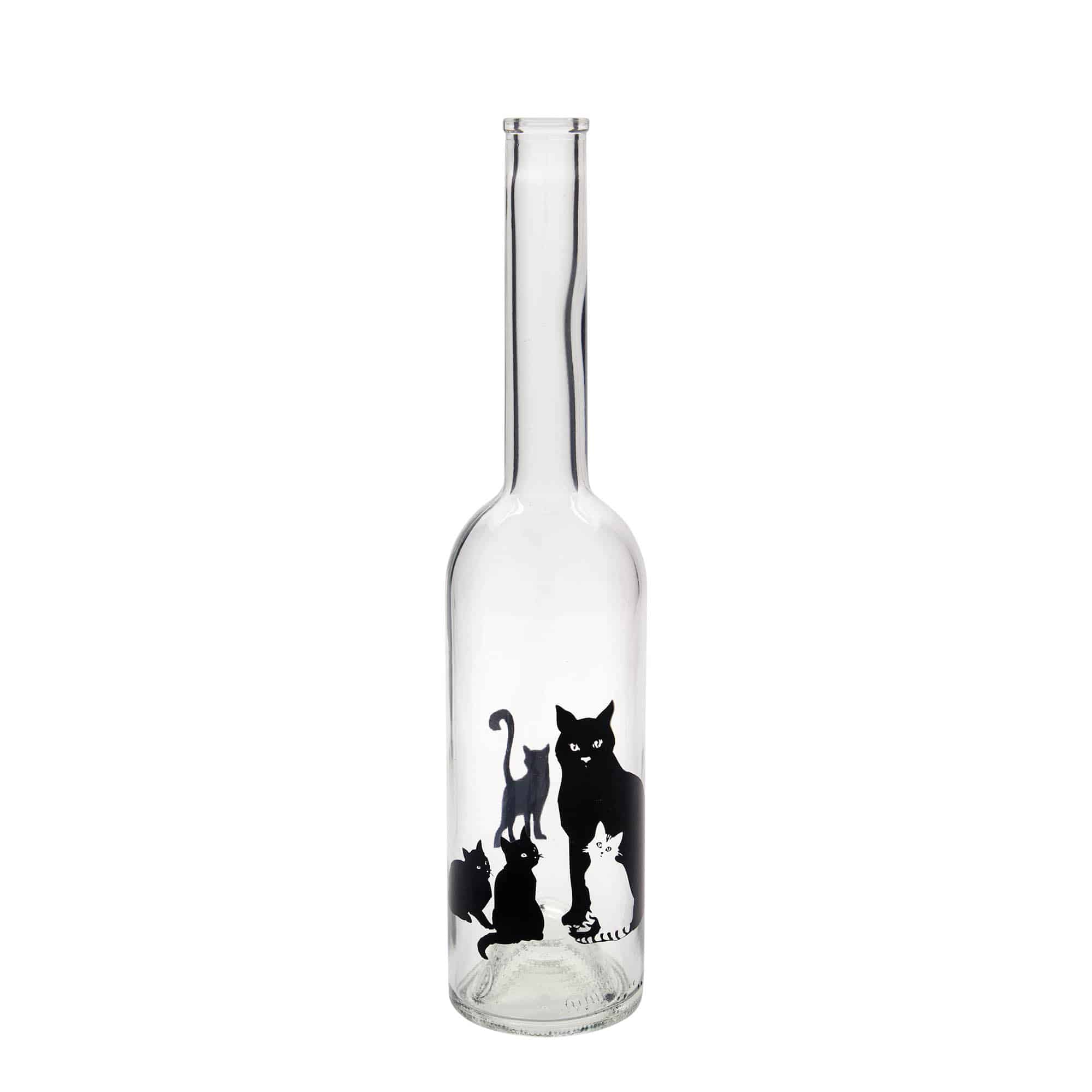 500 ml glasflaske 'Opera', motiv: katte, åbning: kork