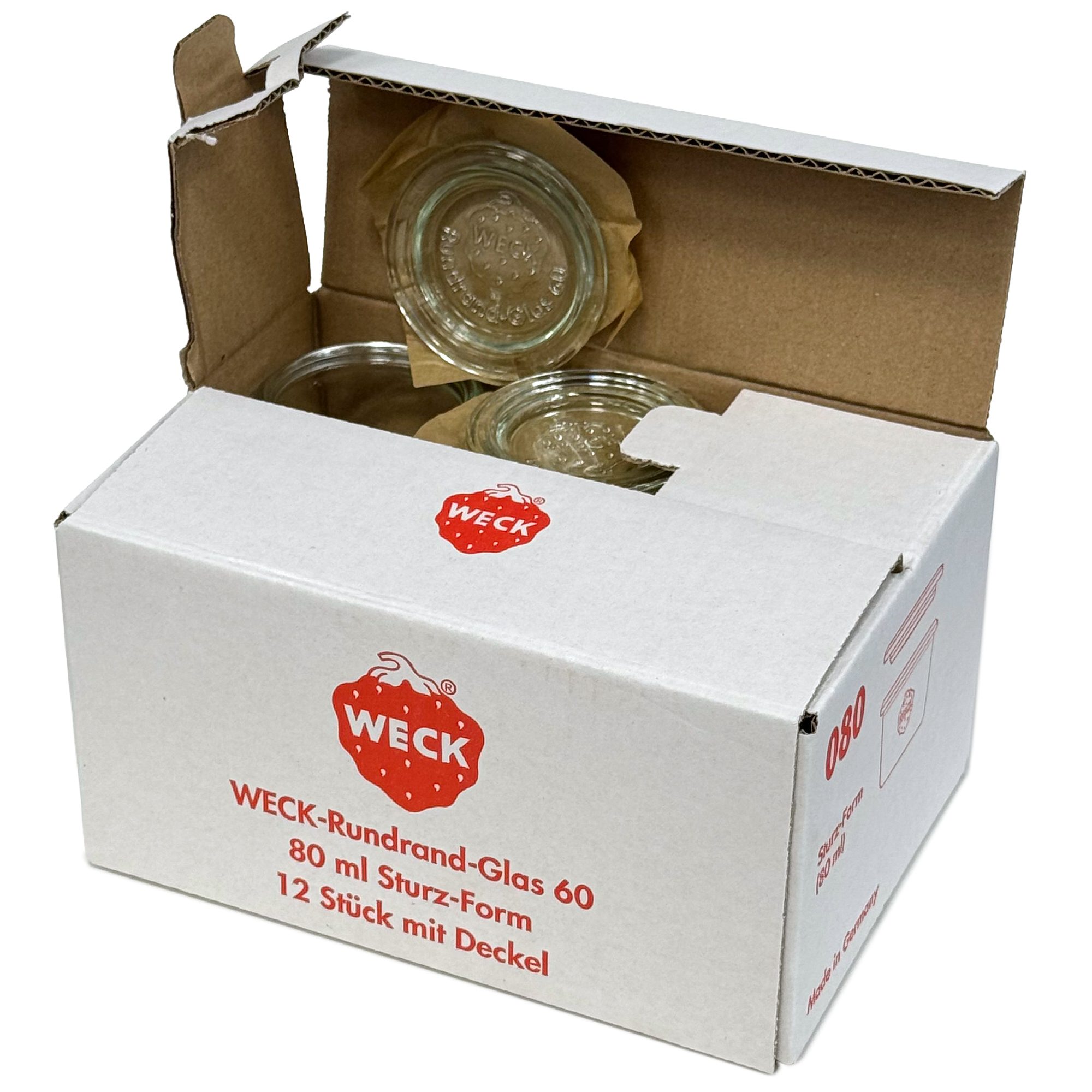 12x 80 ml WECK-sturzgas med glaslåg RR 60