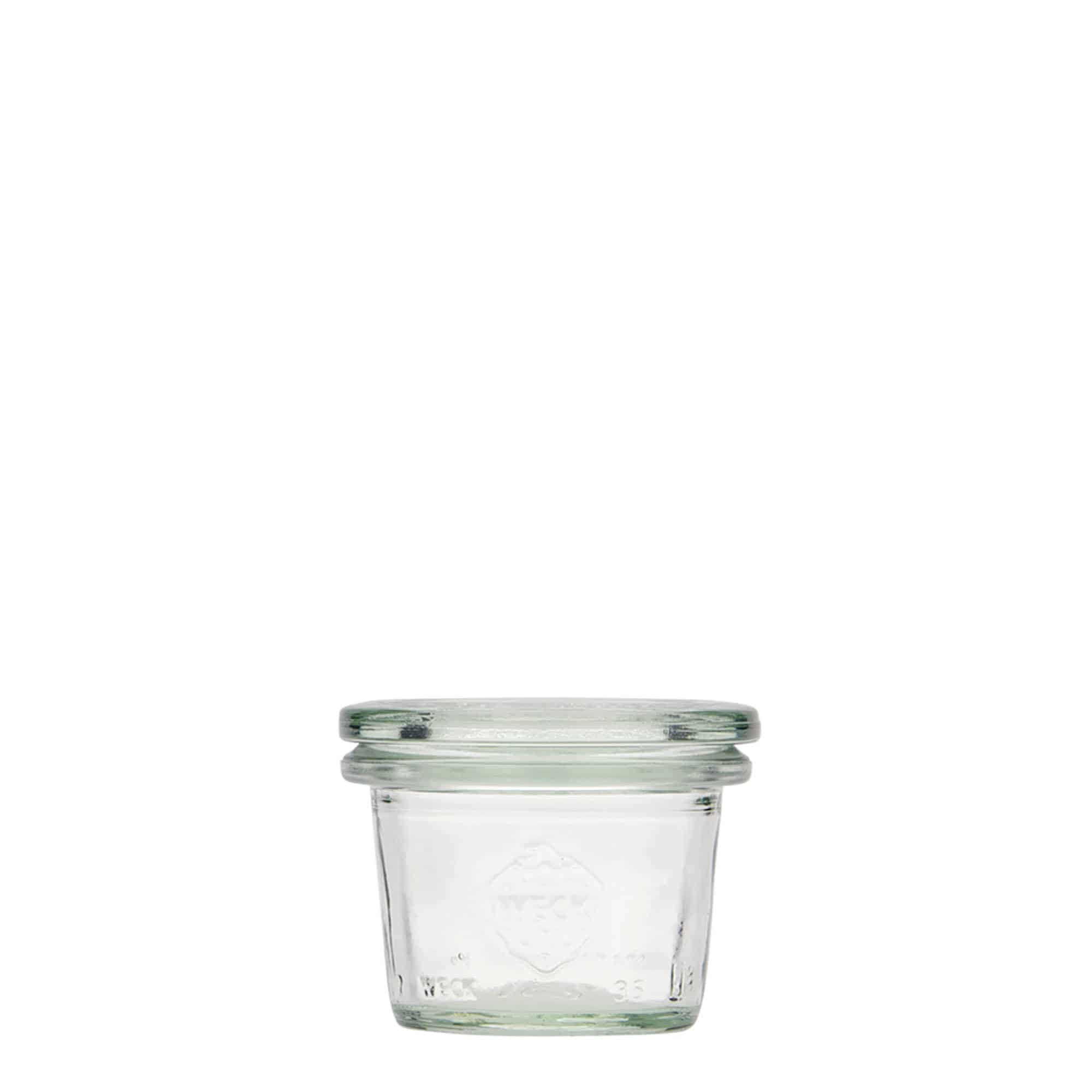 35 ml cylindrisk WECK-sylteglas, åbning: Rund kant 35 ml cylindrisk WECK-sylteglas, åbning: Rund kant