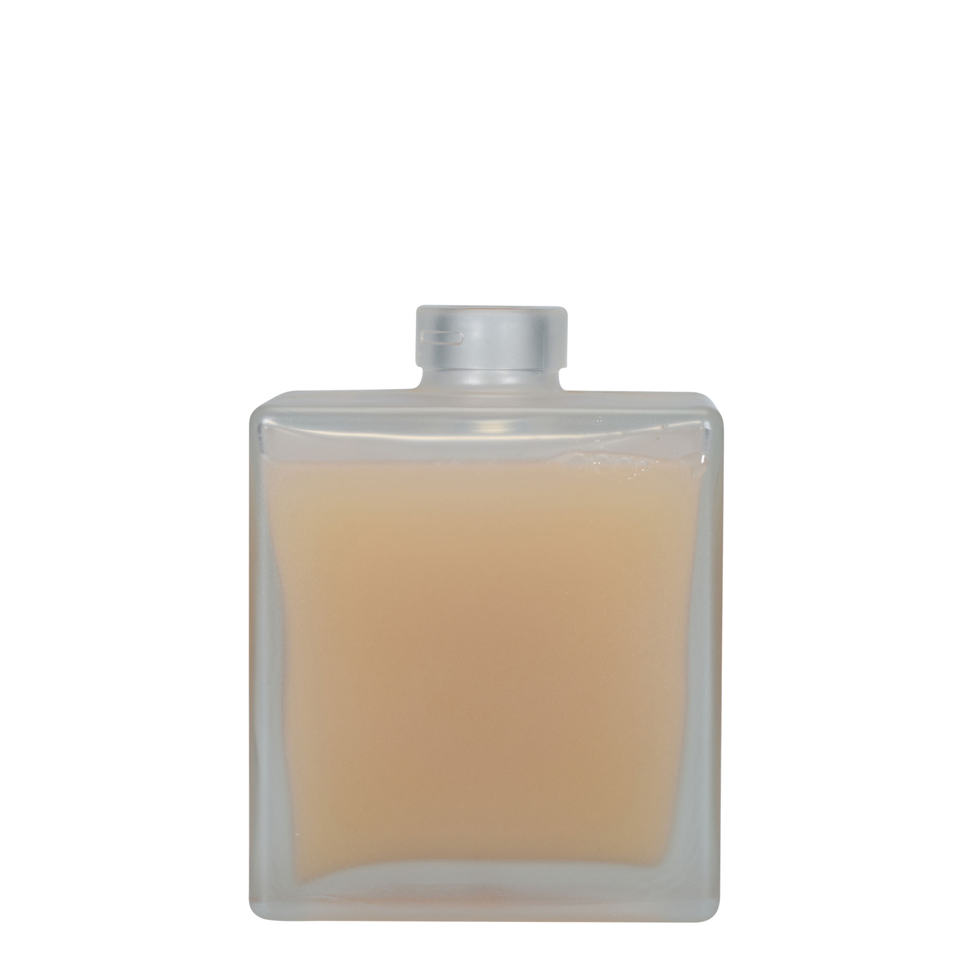 500 ml glasflaske »Cube«, firkantet, frostet, åbning: kork