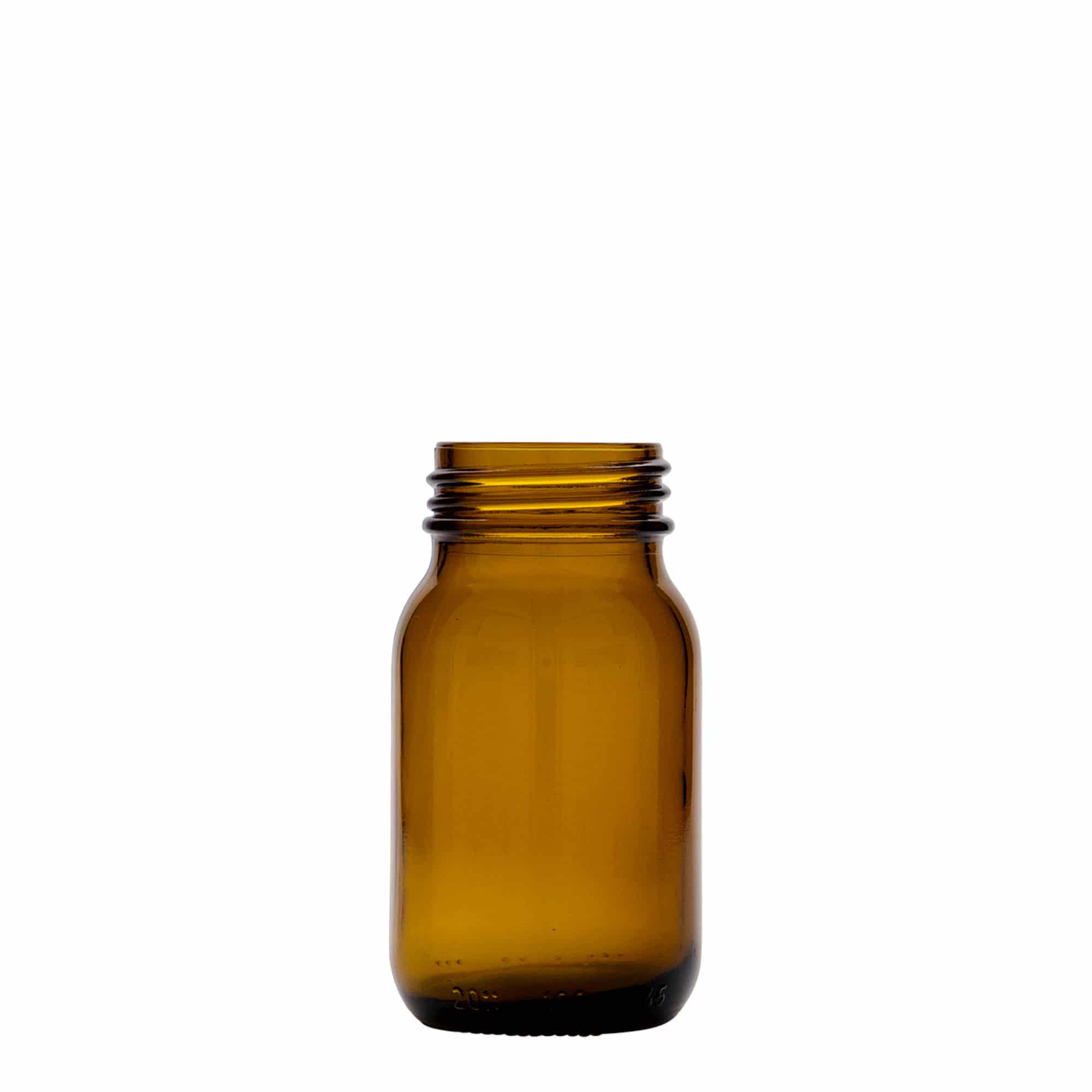 100 ml bredhalsglas, brunt, åbning: DIN 40