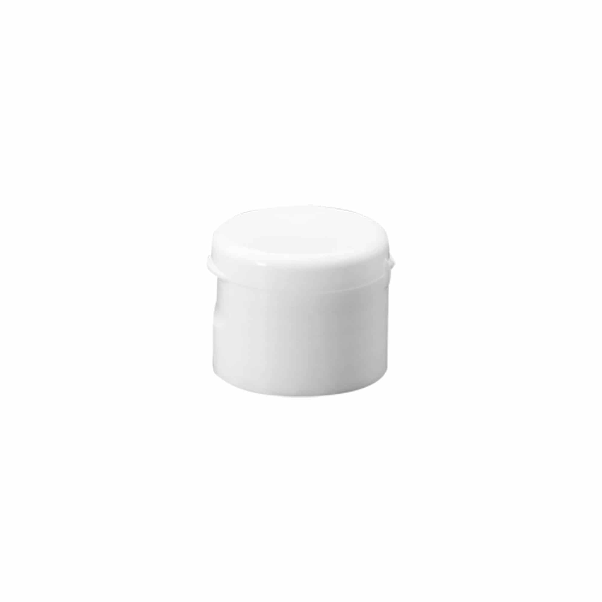 Skruelåg klaphængsel, PP-plast, hvid, til åbning: 24/410 Skruelåg klaphængsel, PP-plast, hvid, til åbning: 24/410